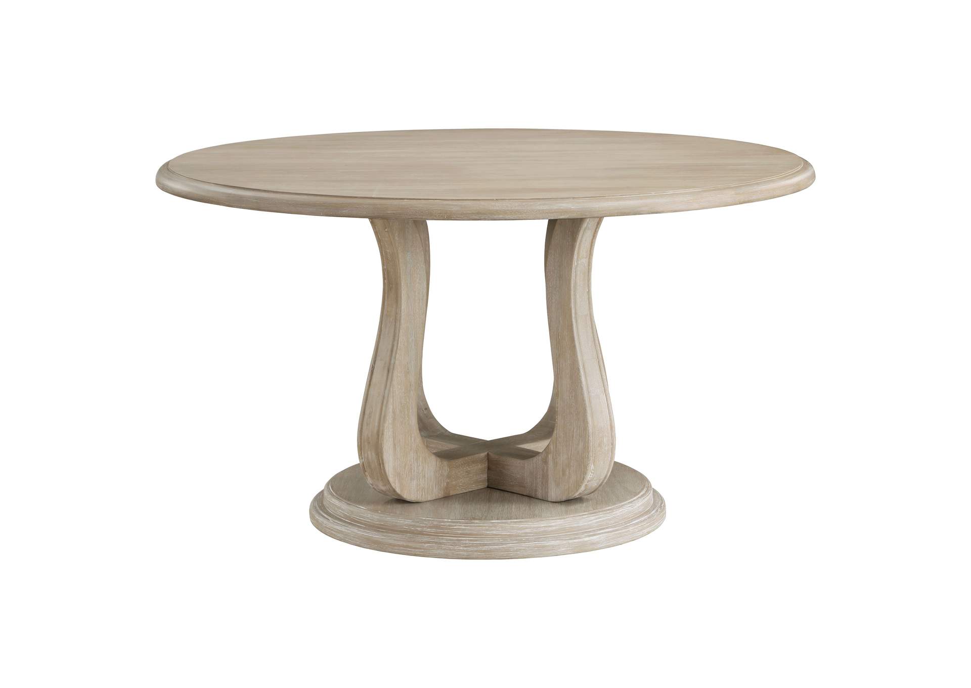 Trofello Round 60-inch Pedestal Dining Table White Washed