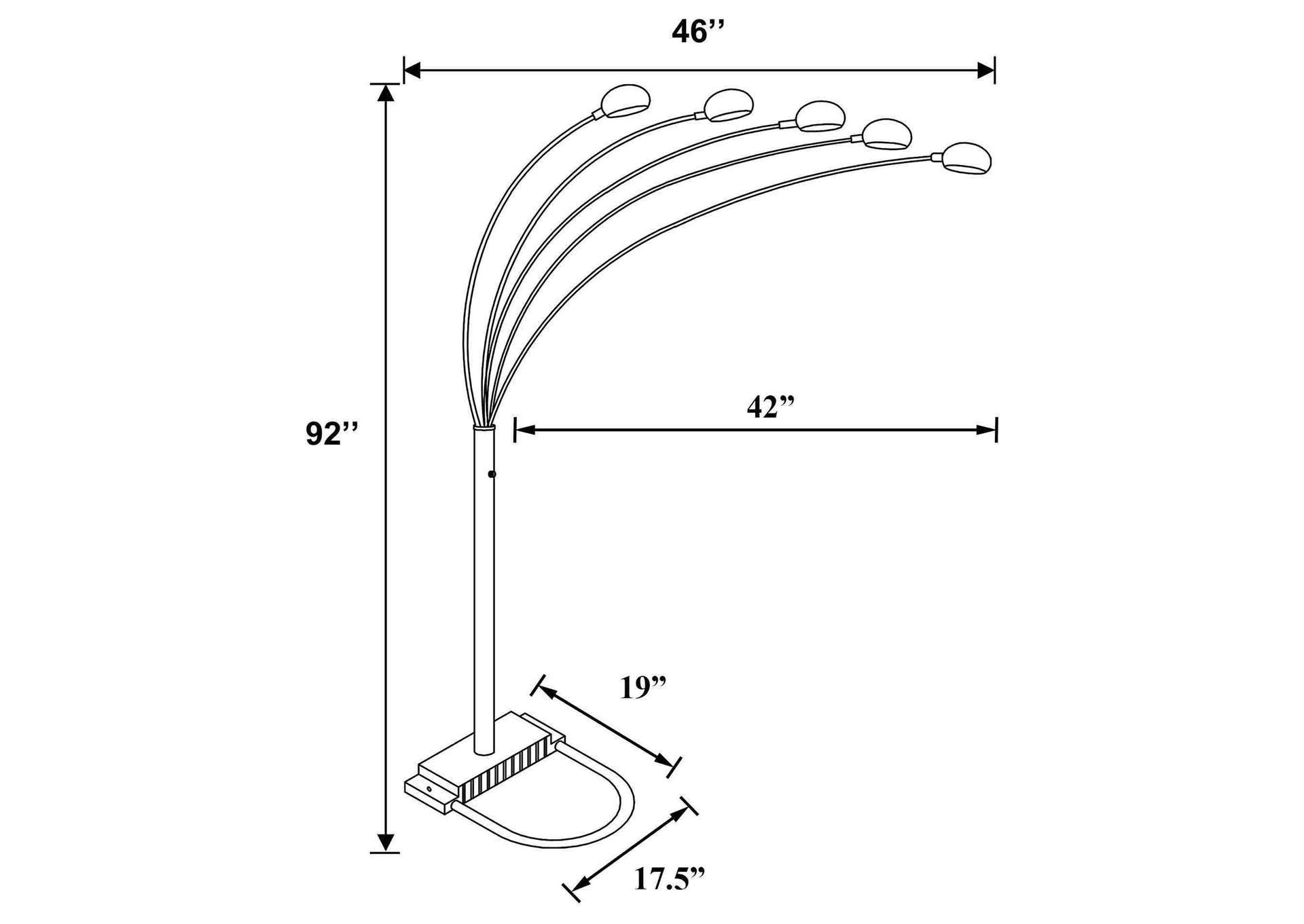 Kayd 92-inch Arc 5-light Dome Shade Metal Floor Lamp Chrome image 4
