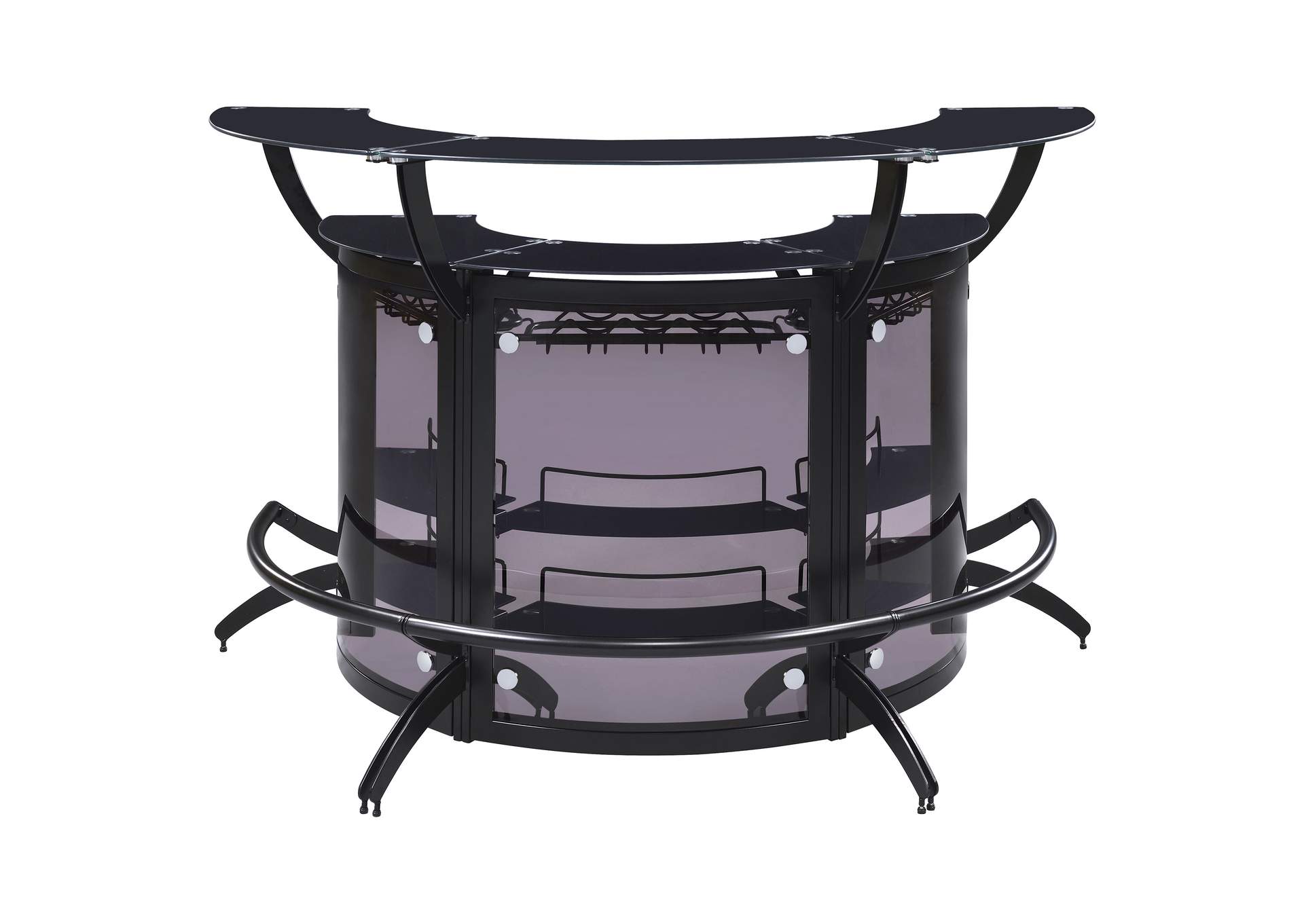 Dallas 3-piece Curved Freestanding Home Bar Cabinet Black