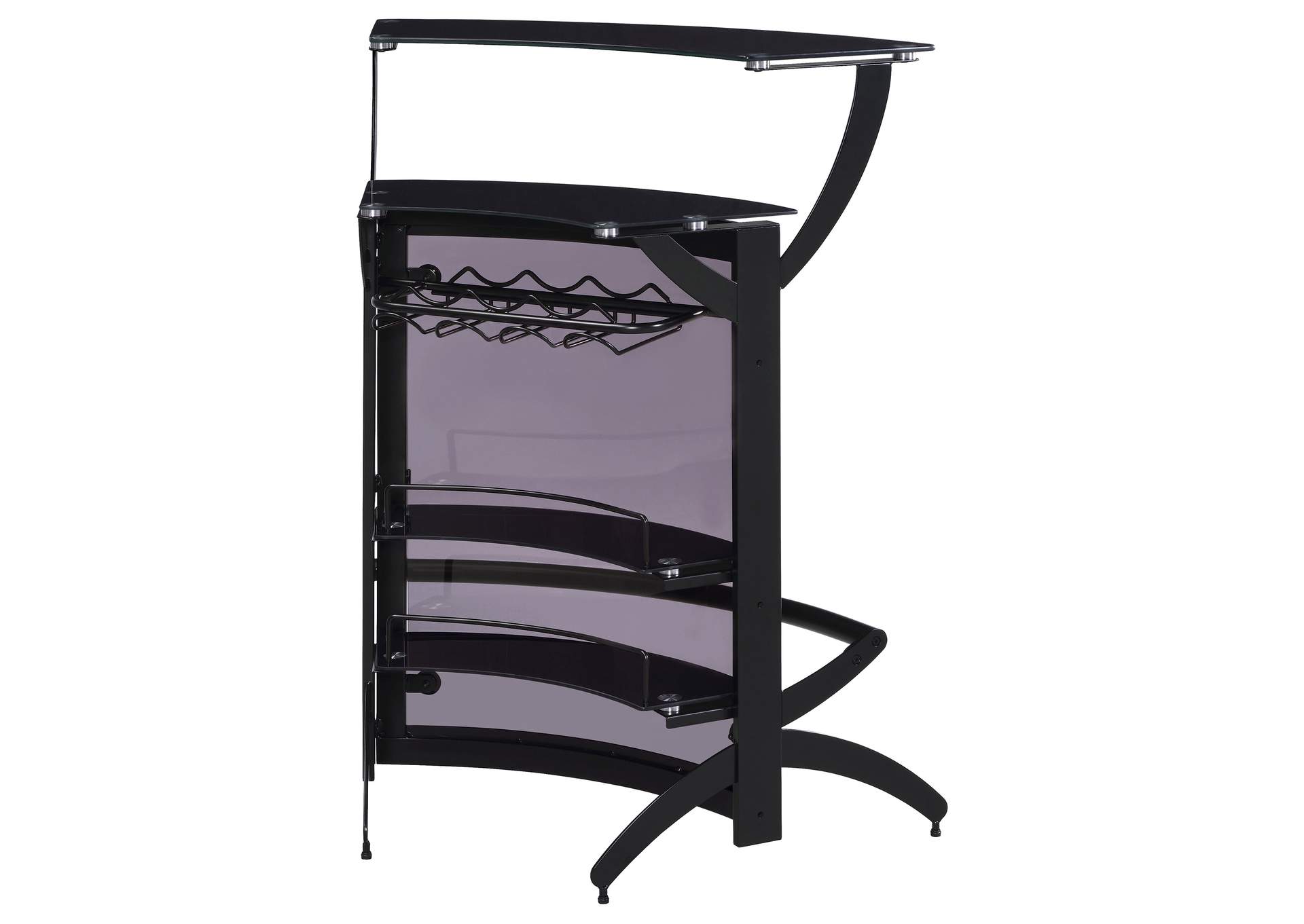 Dallas 2-shelf Curved Freestanding Home Bar Cabinet Black