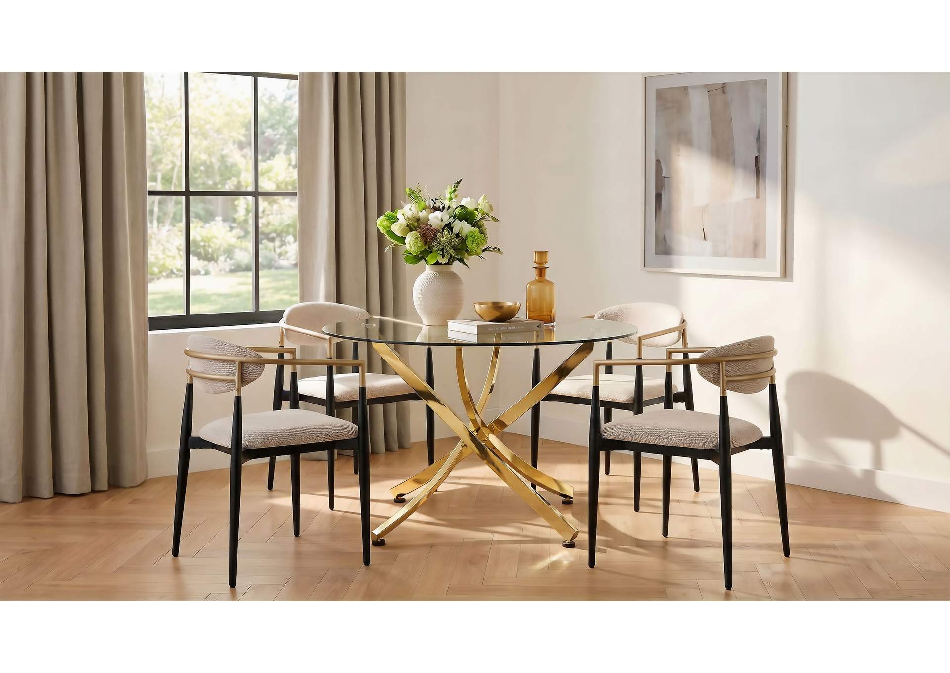 Bradbury Fabric Upholstered Dining Arm Chair Beige (Set of 2) image 16
