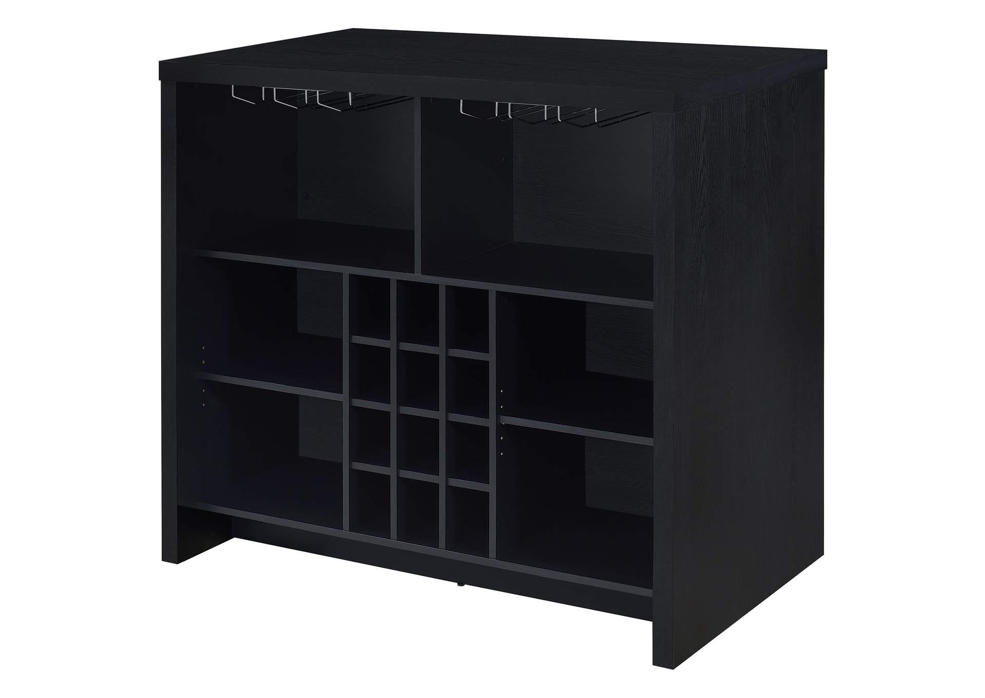 Topanga Engineered Wood Freestanding Home Bar Black