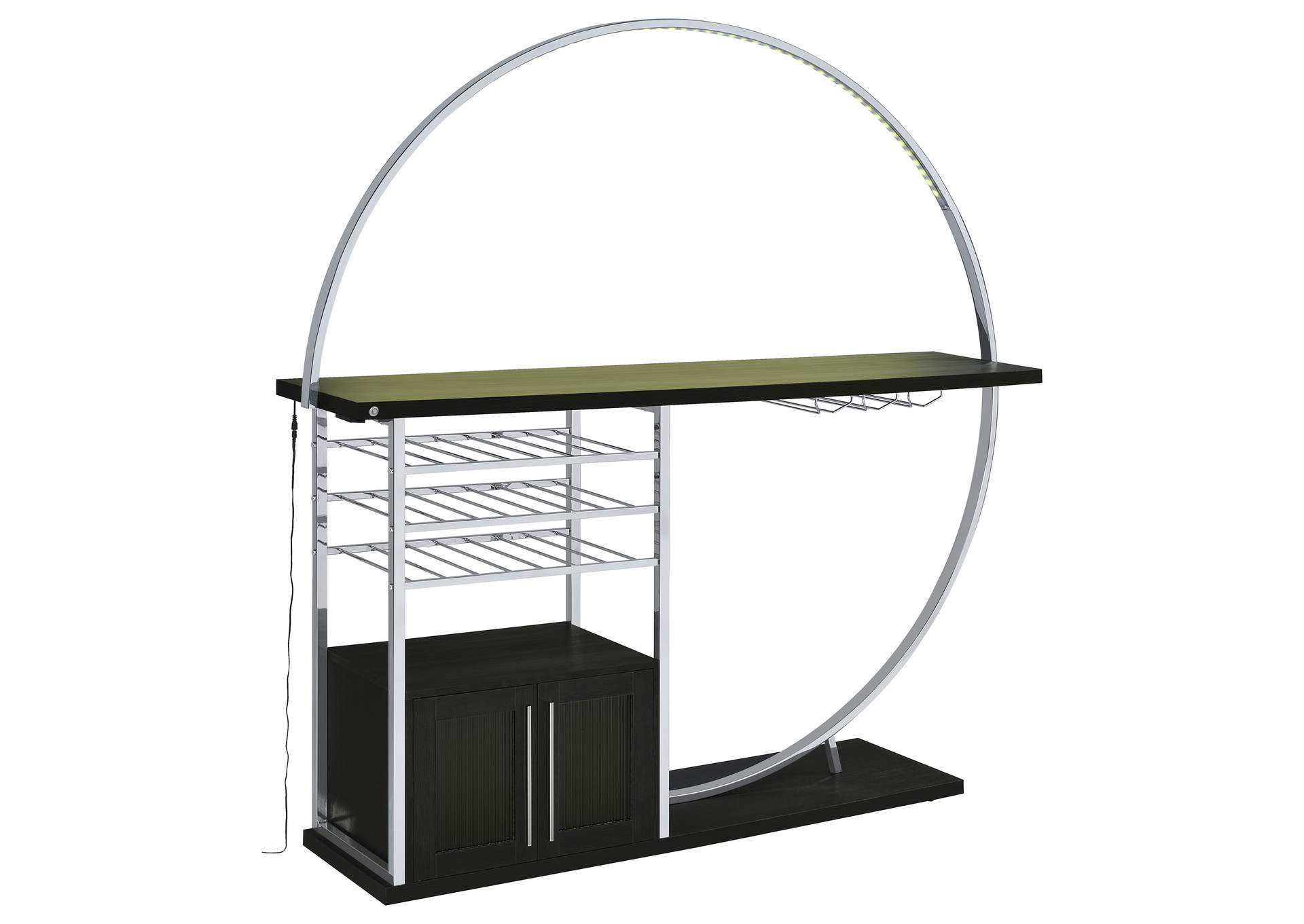 Risley 2-door Circular LED Home Bar Cabinet Dark Charcoal