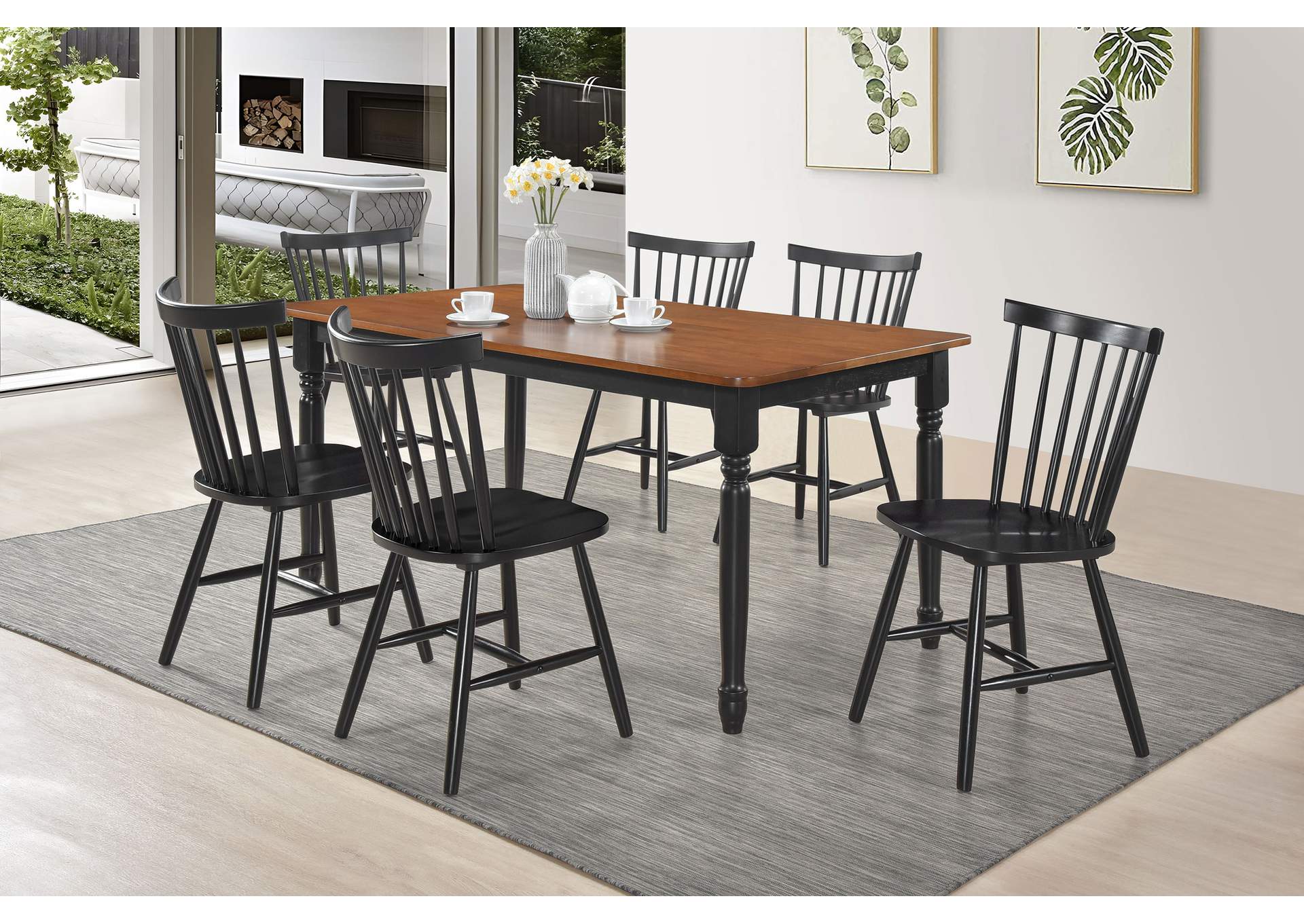 Hollyoak Windsor Wood Dining Side Chair Black (Set of 2)