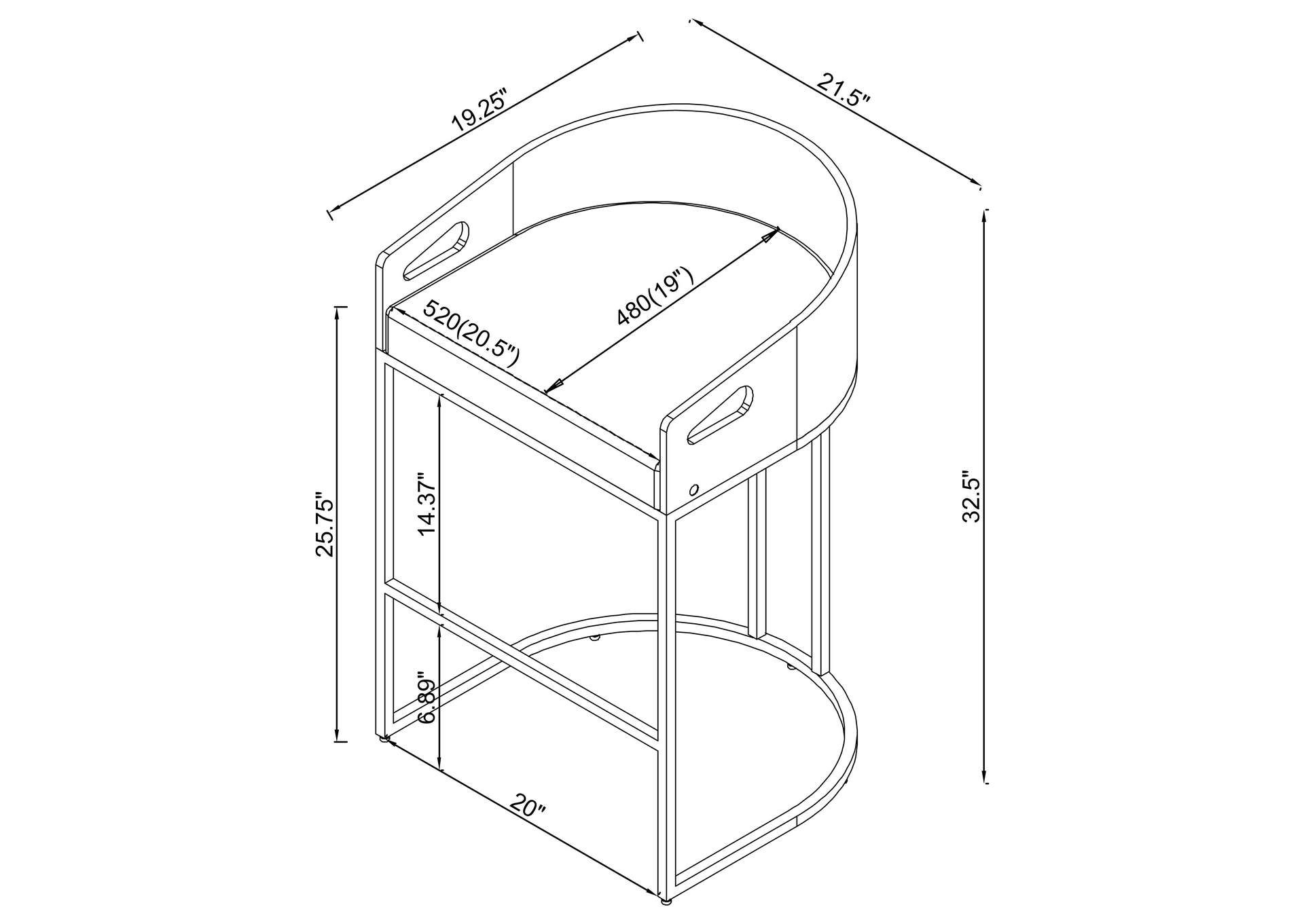 Thermosolis Clear Acrylic Counter Chair Chrome (Set of 2)