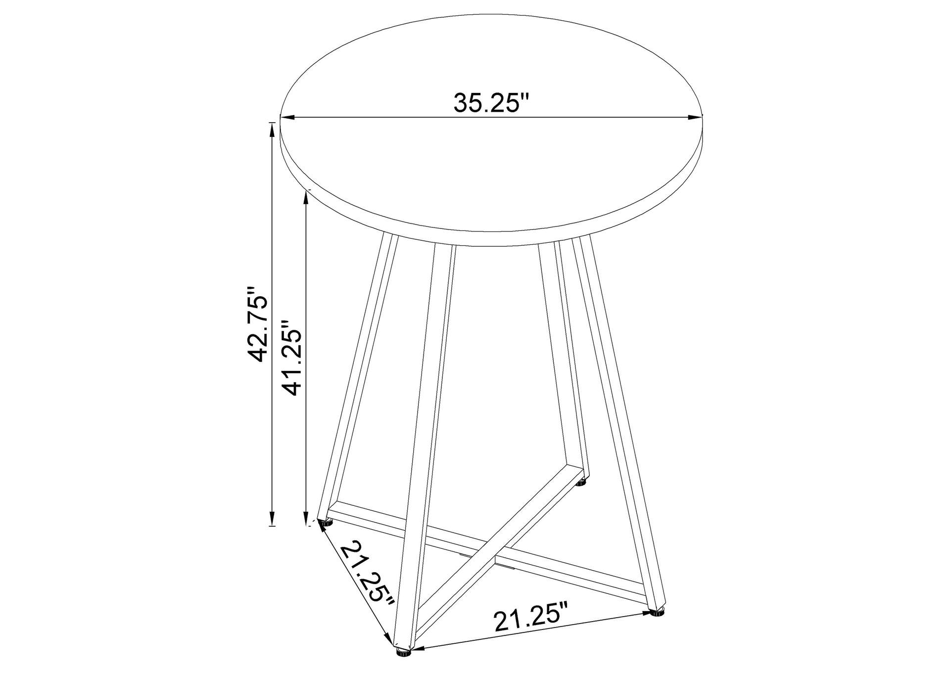 Burkhart Sled Base Round Bar Table Brown Oak and Chrome