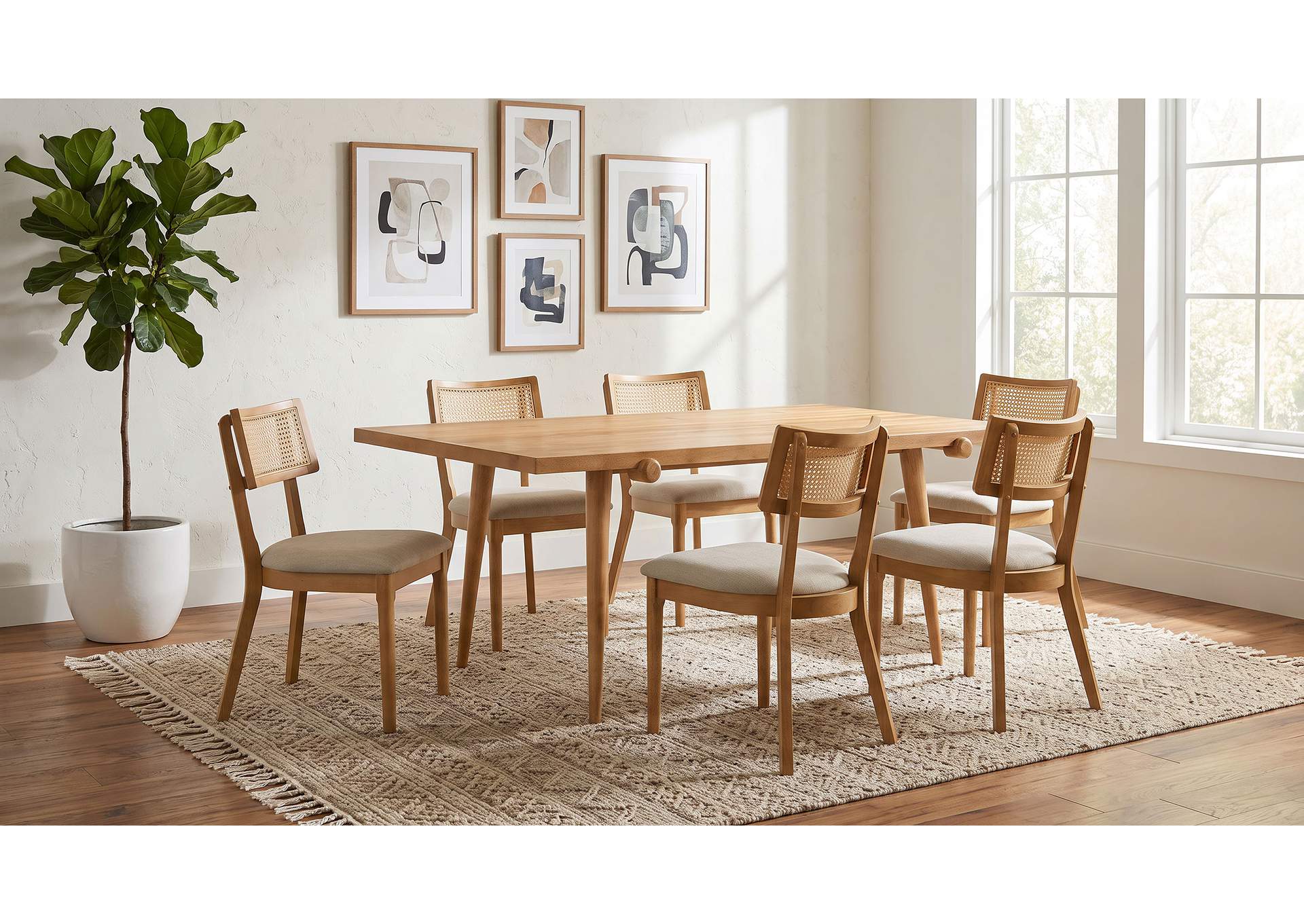 Fabra 7-piece 79-inch Rectangular Dining Set Honey Wheat image 4