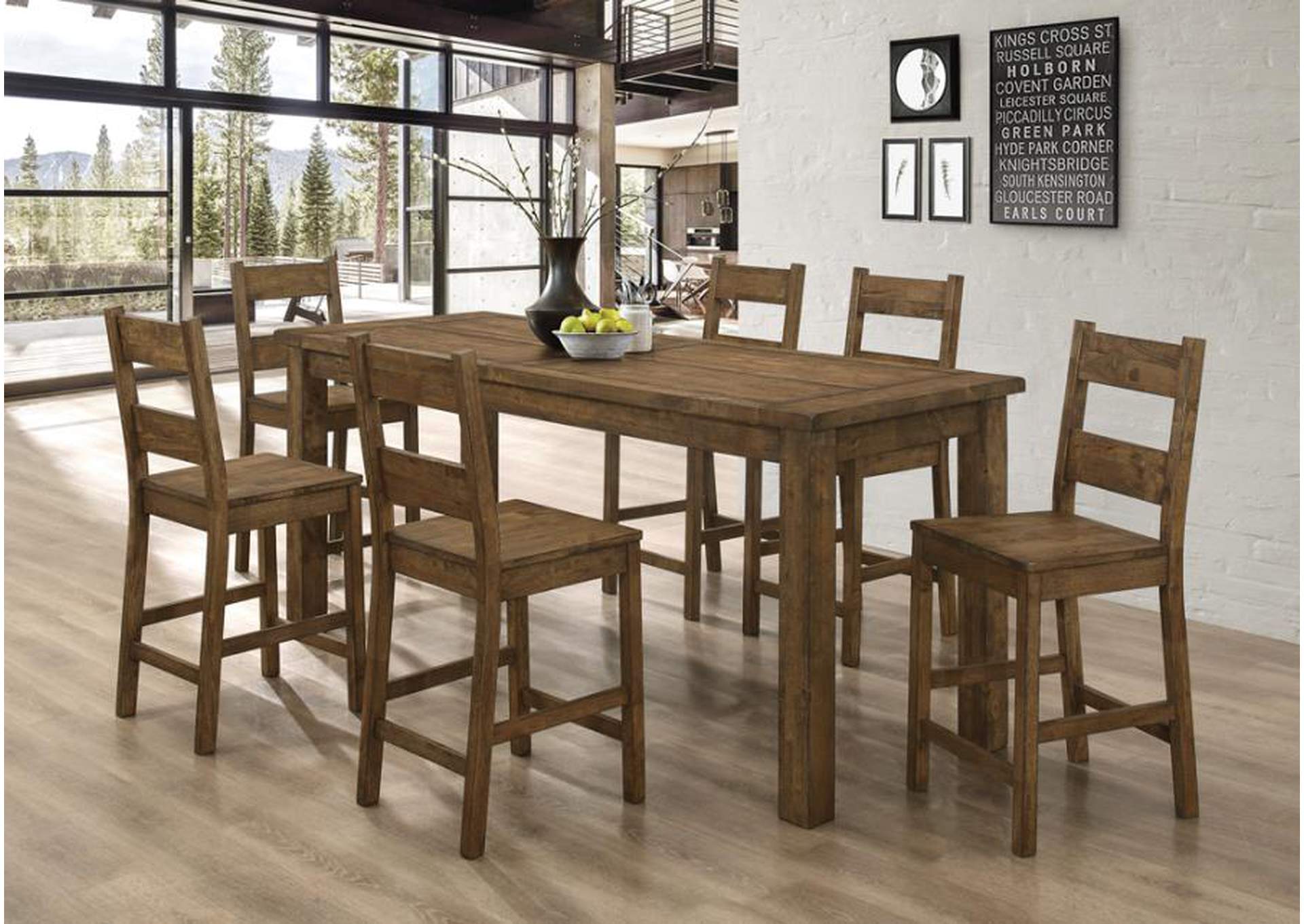 Coleman 5-piece Counter Height Dining Set Rustic Golden Brown image 3