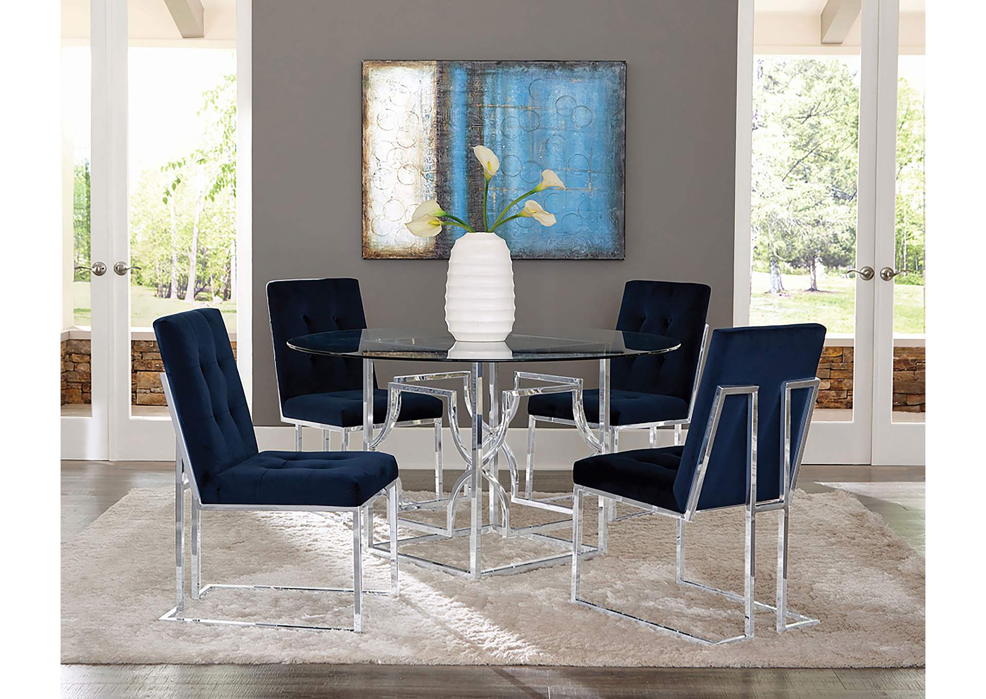 Cisco Velvet Upholstered Dining Side Chair Chrome (Set of 2)