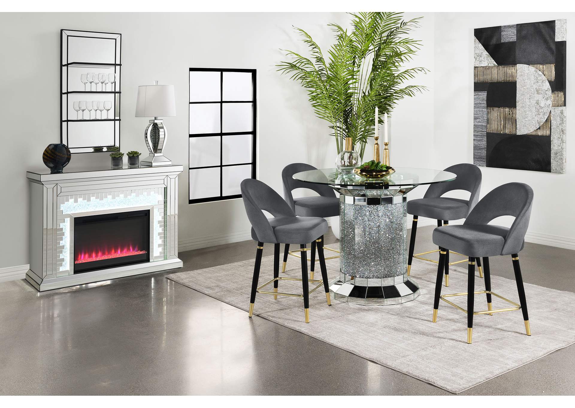 Lindsey Velvet Upholstered Counter Chair Grey (Set of 2)