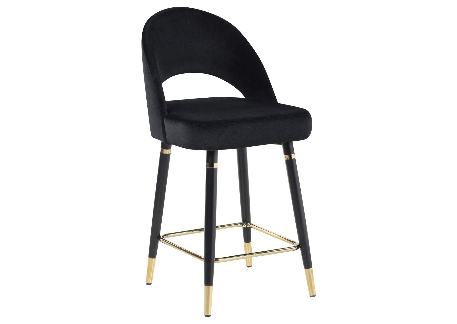 Lindsey Velvet Upholstered Counter Chair Black (Set of 2)