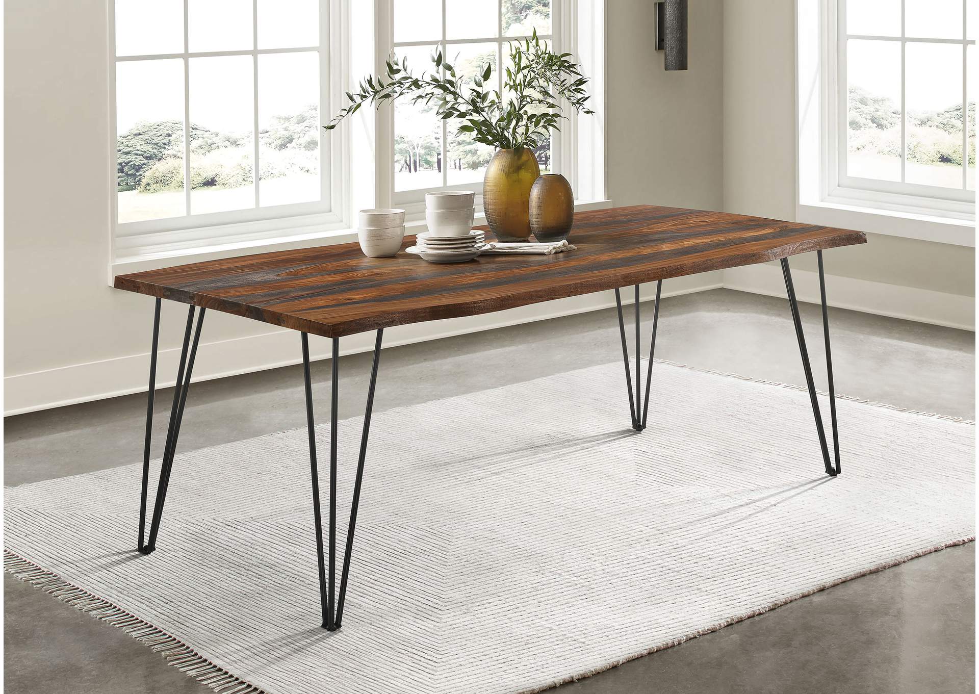 Neve 80-inch Live Edge Dining Table Grey Sheesham