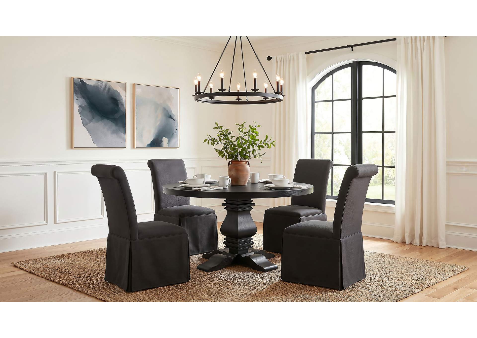 Shawna Upholstered Skirted Side Chair Black (Set of 2) image 14
