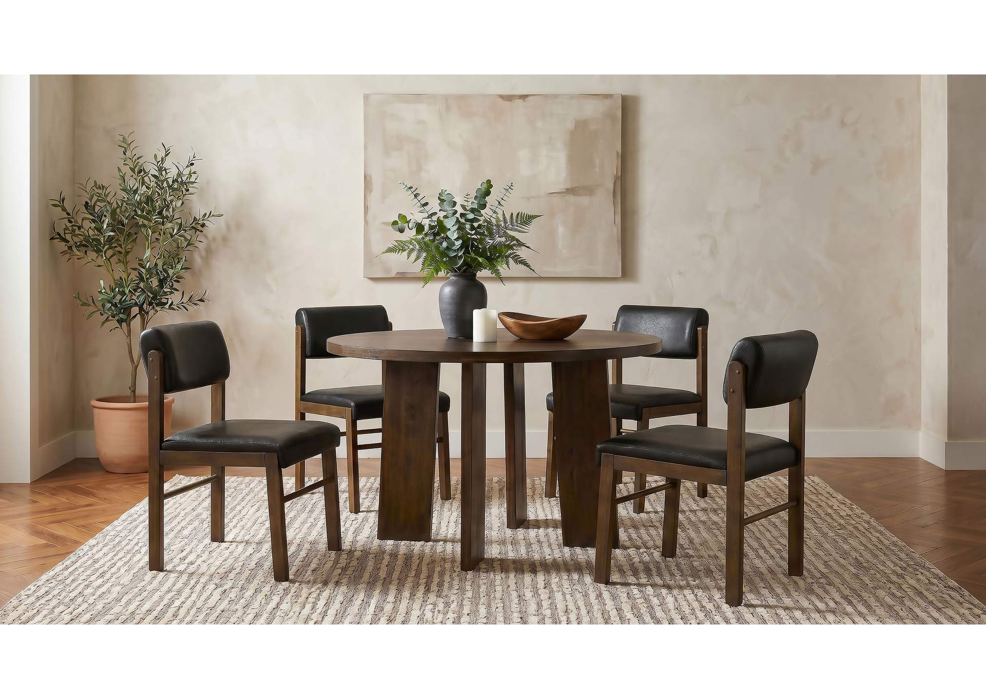 Kehoe Upholstered Dining Side Chair Black and Walnut (Set of 2) image 16