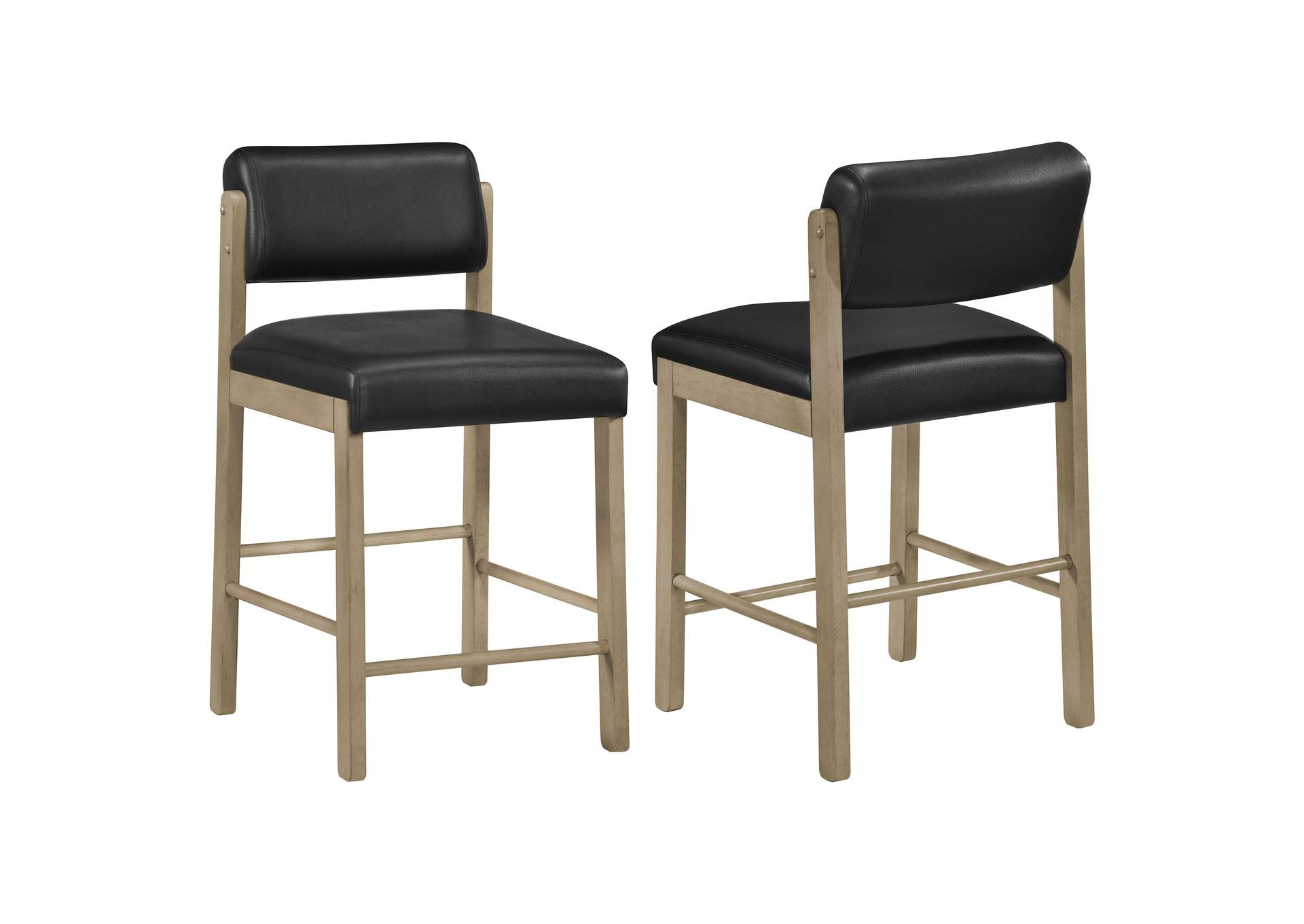 Kehoe Upholstered Counter Height Chair Black and Natural Oak (Set of 2) image 1