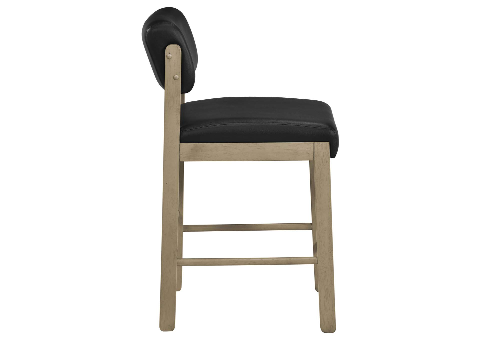 Kehoe Upholstered Counter Height Chair Black and Natural Oak (Set of 2) image 9