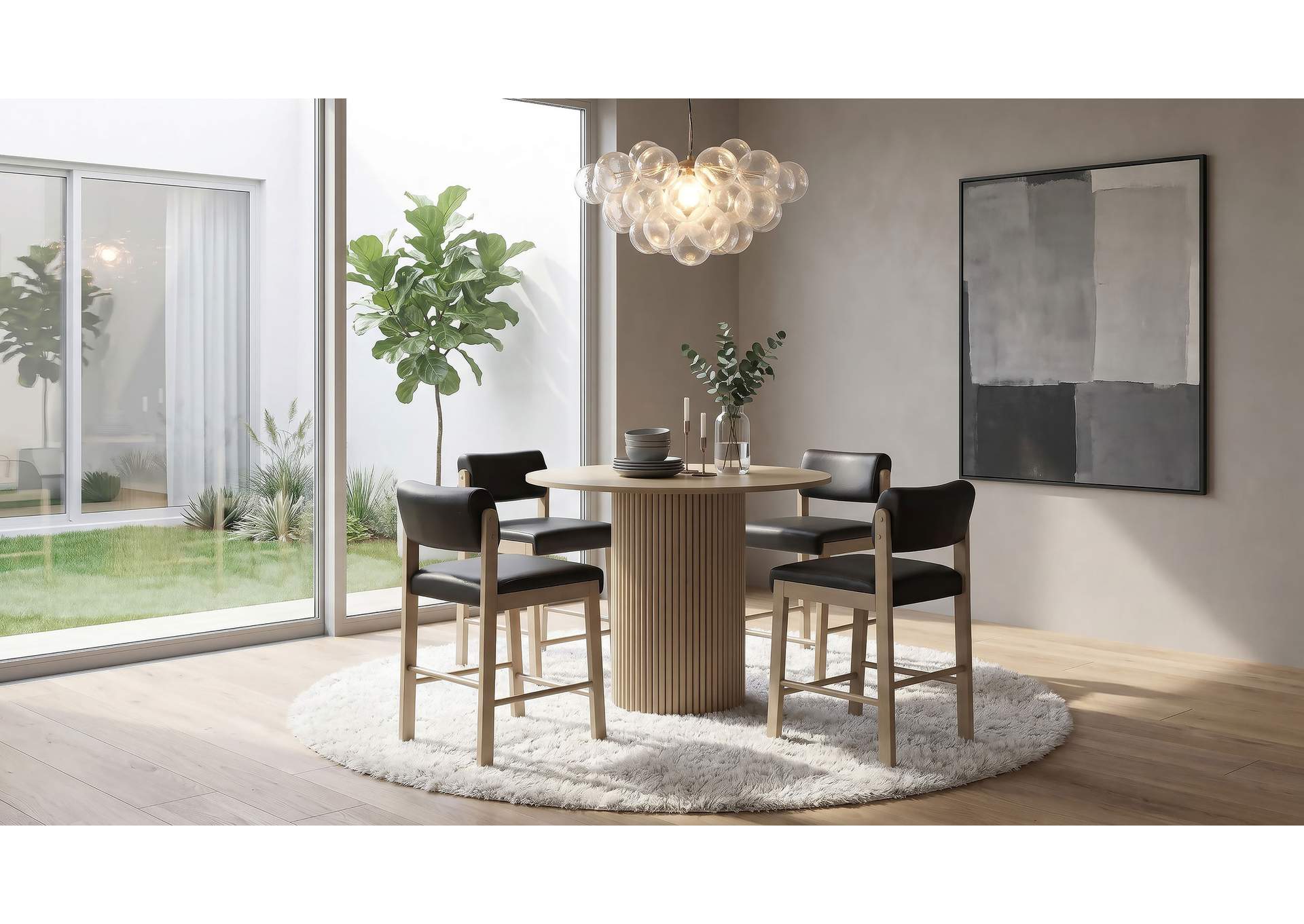 Kehoe Upholstered Counter Height Chair Black and Natural Oak (Set of 2) image 16