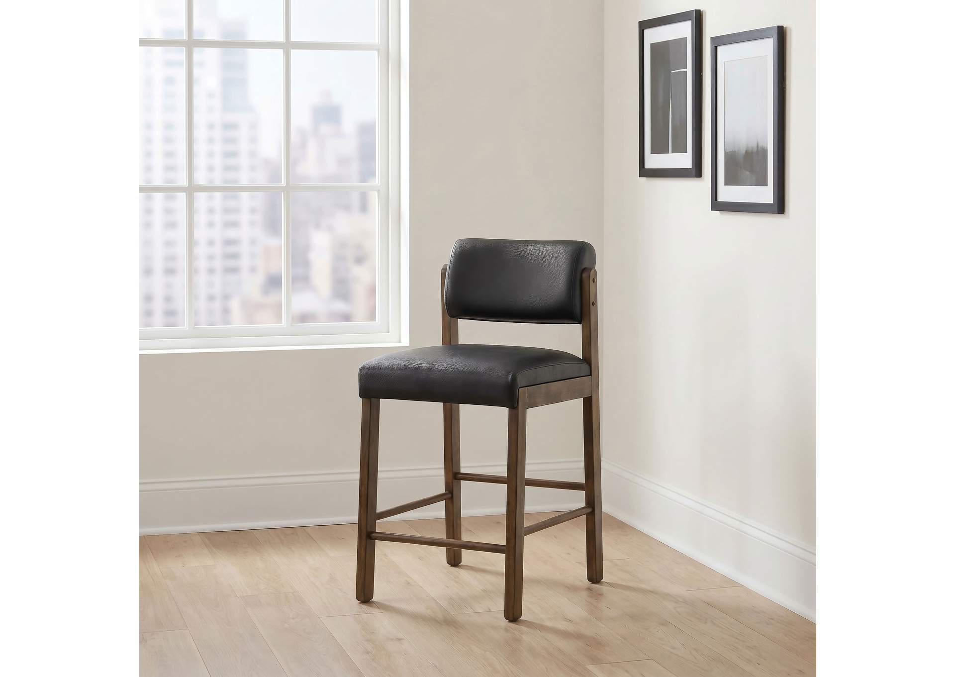 Kehoe Upholstered Counter Height Chair Black and Walnut (Set of 2) image 3