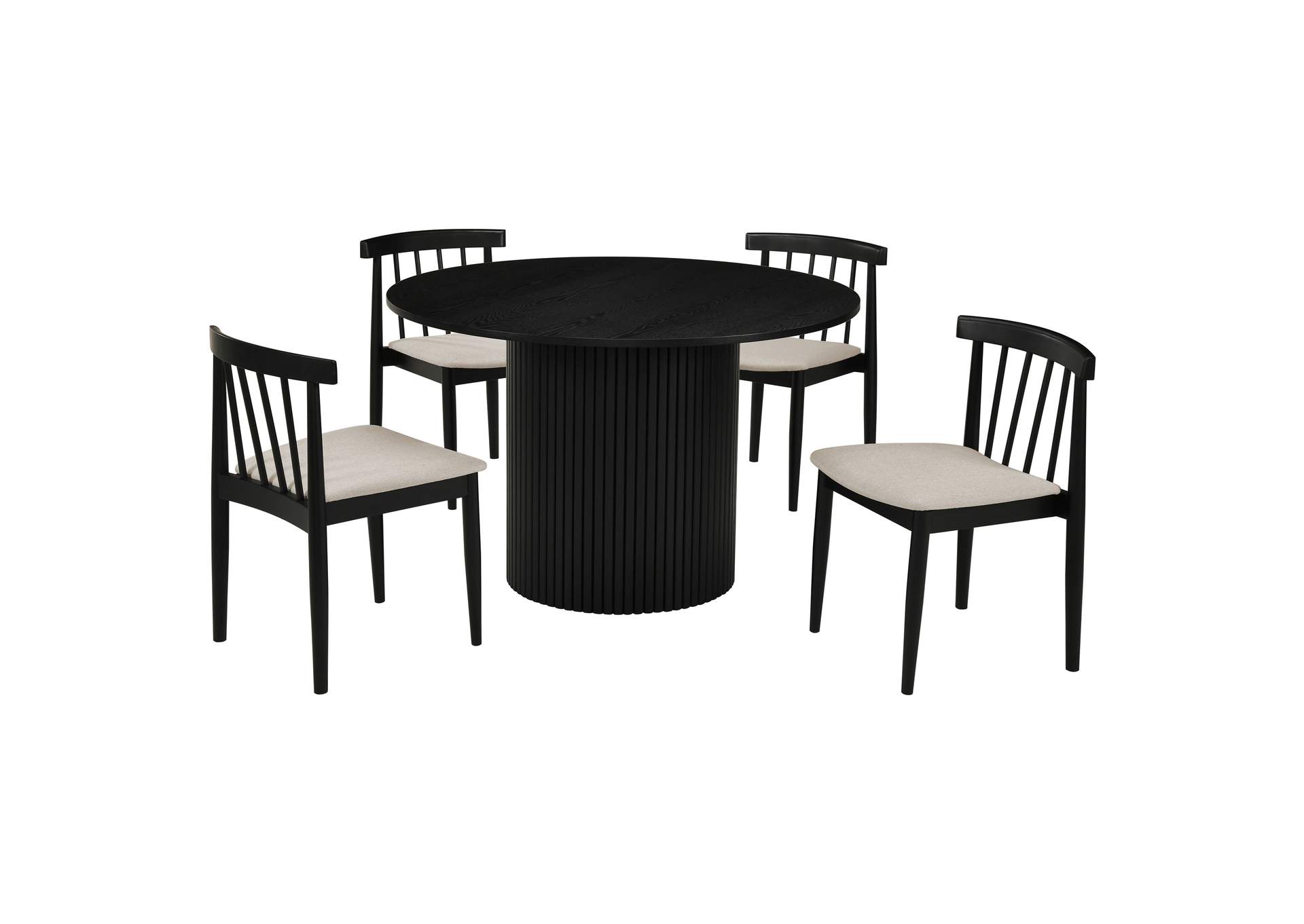 Hamlyn 5-piece Round Wood Dining Set Wheat and Black image 1