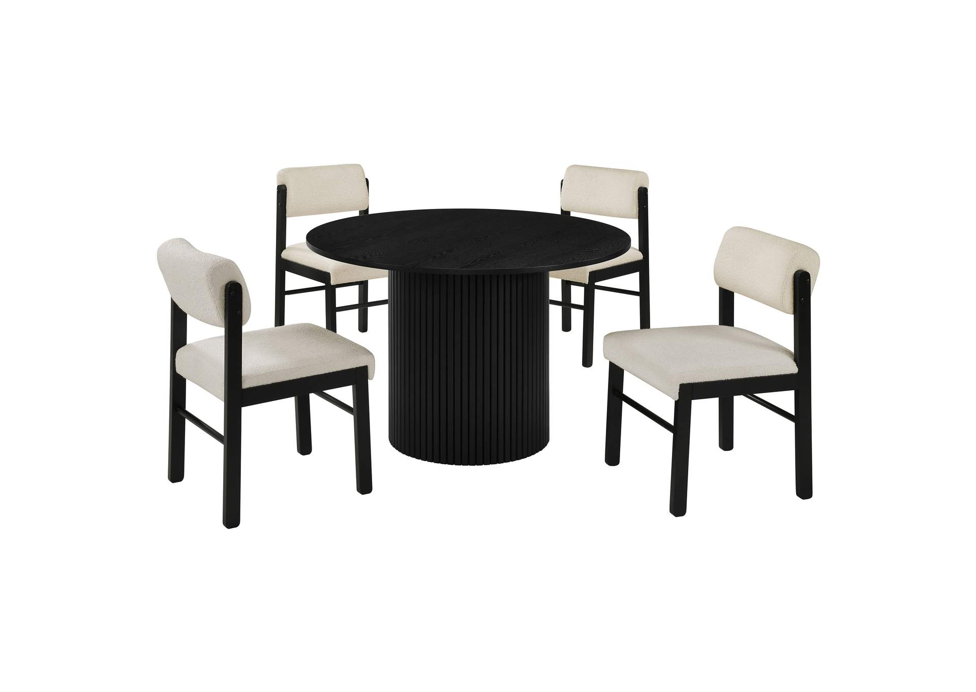 Hamlyn 5-piece Round Wood Dining Set Cream and Black image 1