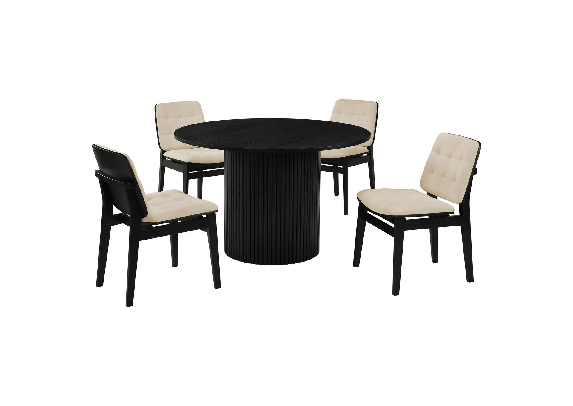 Hamlyn 5-piece Round Wood Dining Set Cream and Black image 1