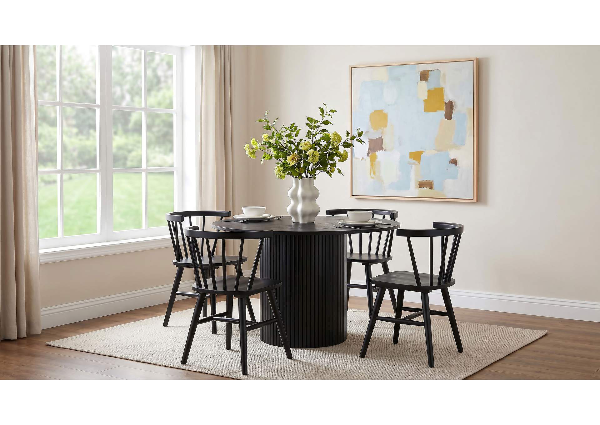 Hamlyn 5-piece Round Wood Dining Set Black image 1