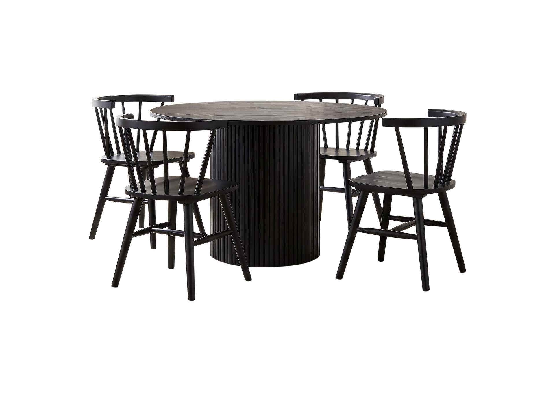 Hamlyn 5-piece Round Wood Dining Set Black image 5