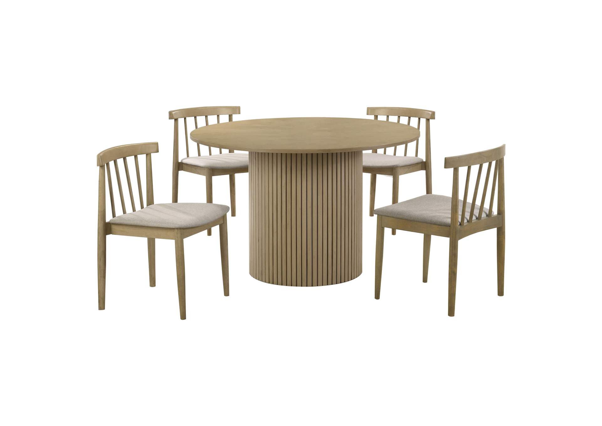 Hamlyn 5-piece Round Wood Dining Set Wheat and Natural Oak image 1