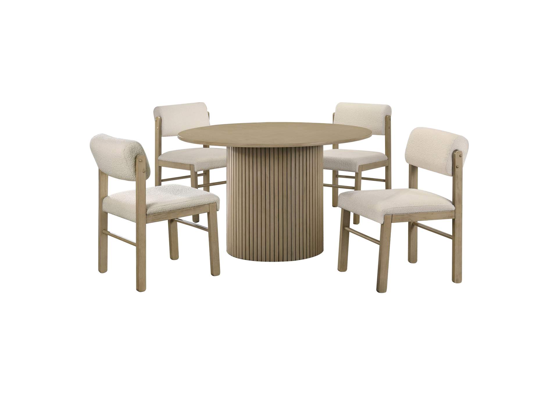 Hamlyn 5-piece Round Wood Dining Set Cream and Natural Oak image 1