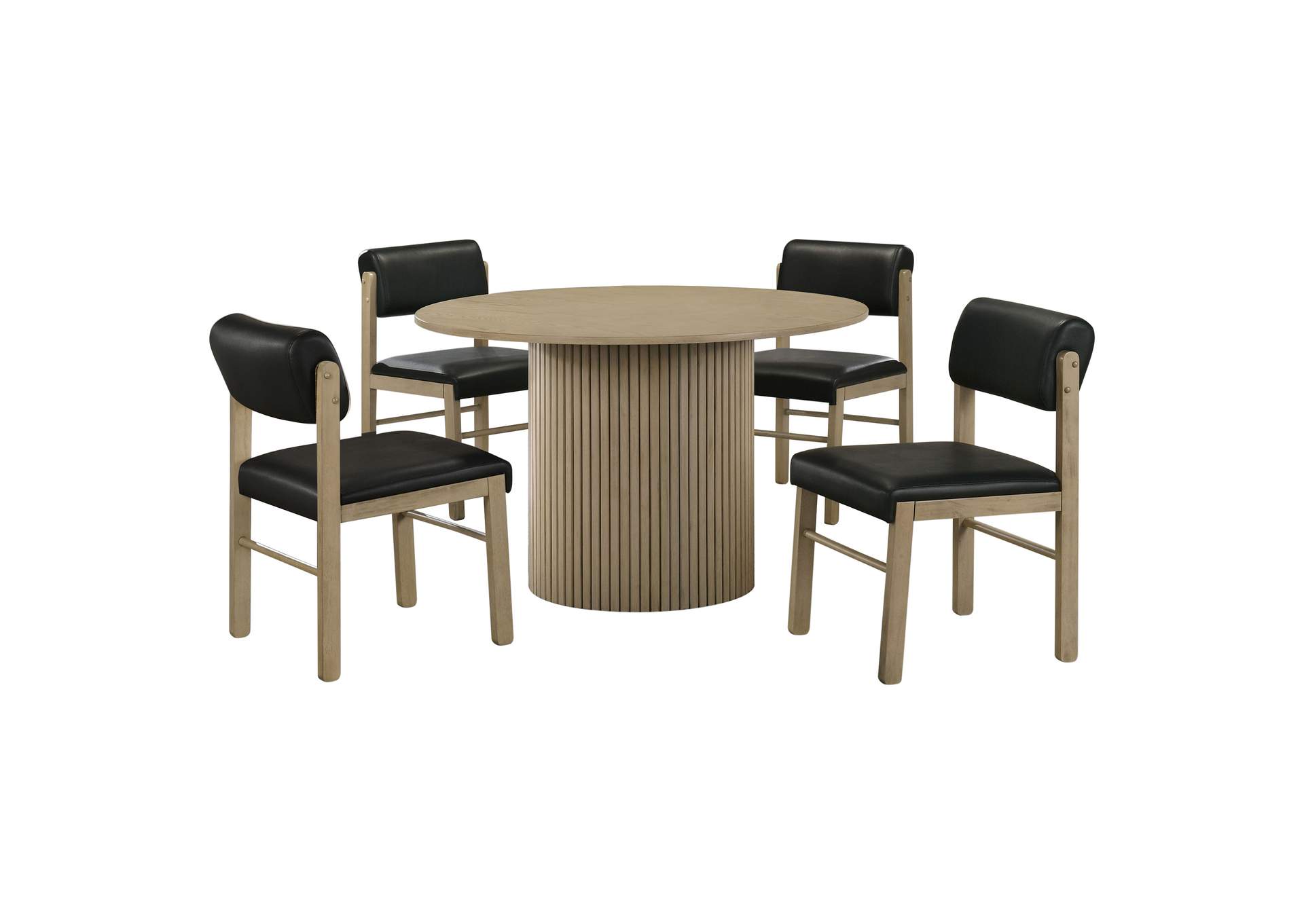 Hamlyn 5-piece Round Wood Dining Set Black and Natural Oak image 1