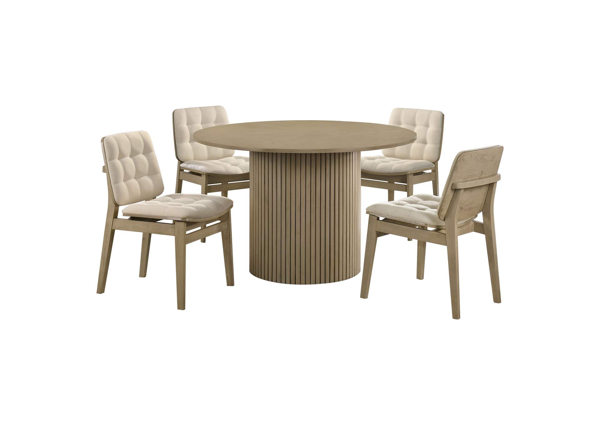 Hamlyn 5-piece Round Wood Dining Set Cream and Natural Oak image 1