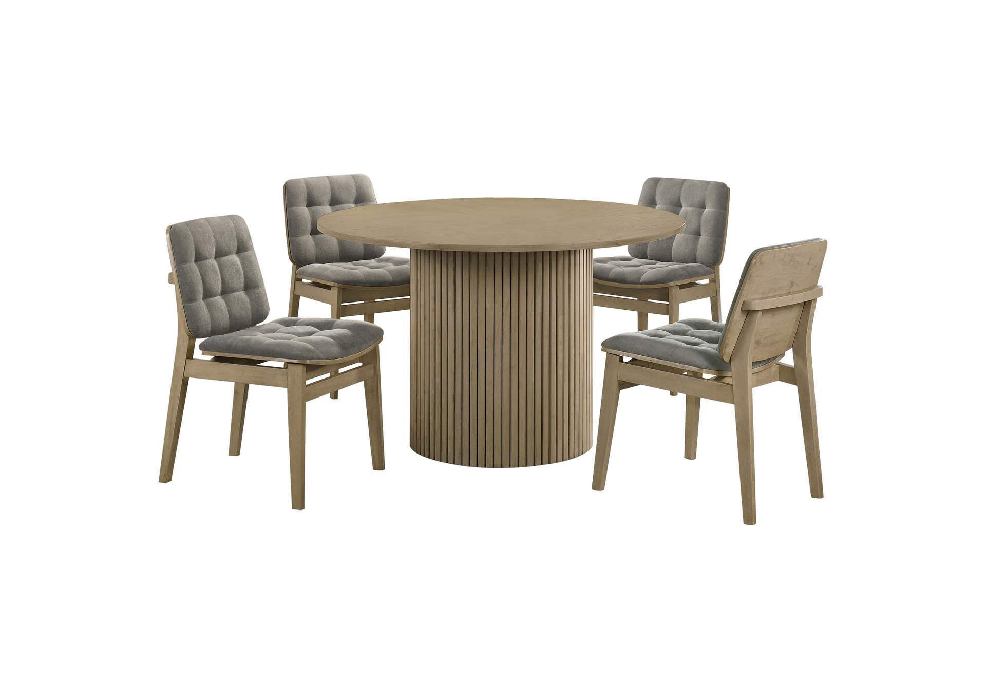 Hamlyn 5-piece Round Wood Dining Set Grey and Natural Oak image 1