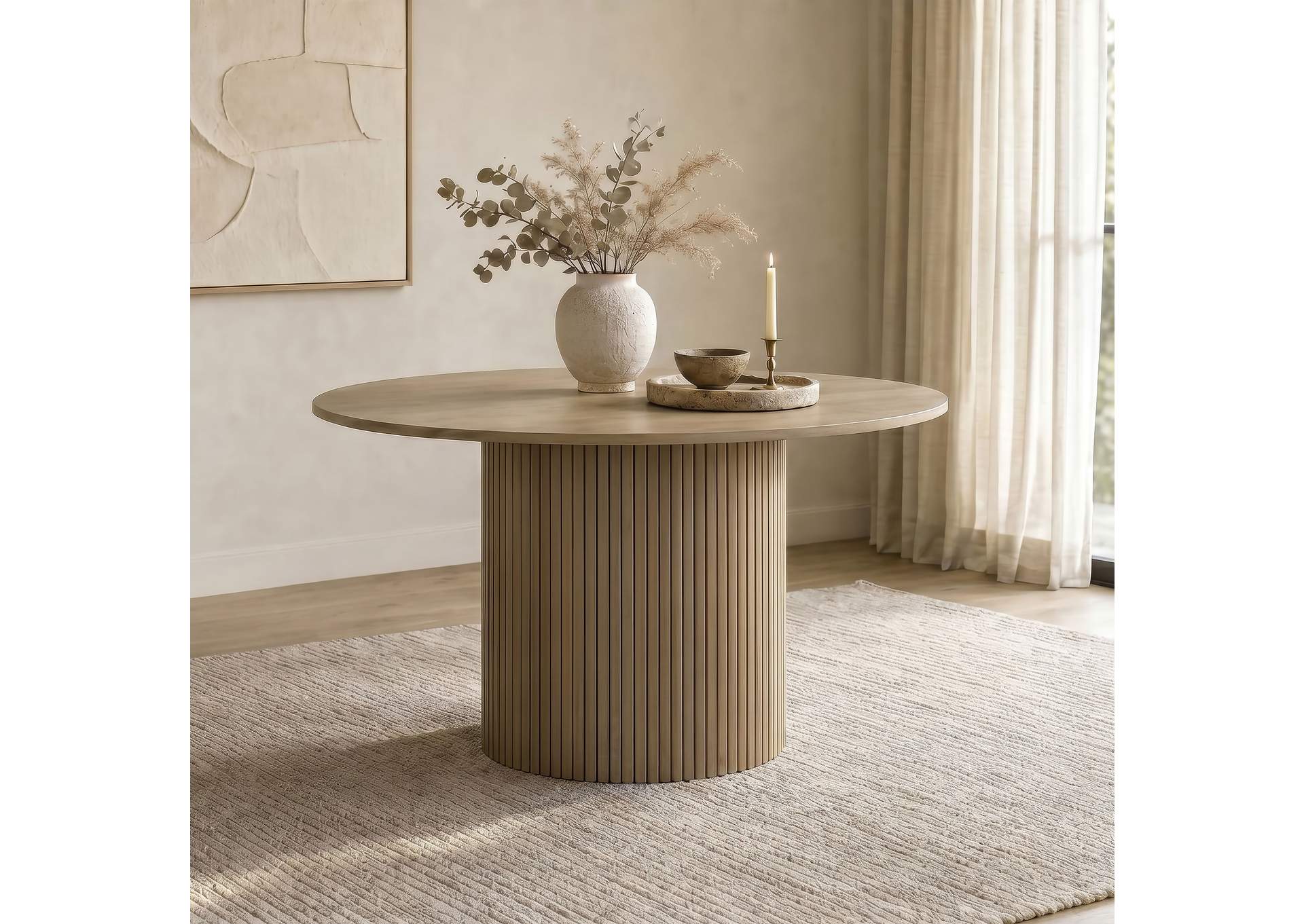 Hamlyn 47-inch Round Wood Dining Room Table Natural Oak image 4