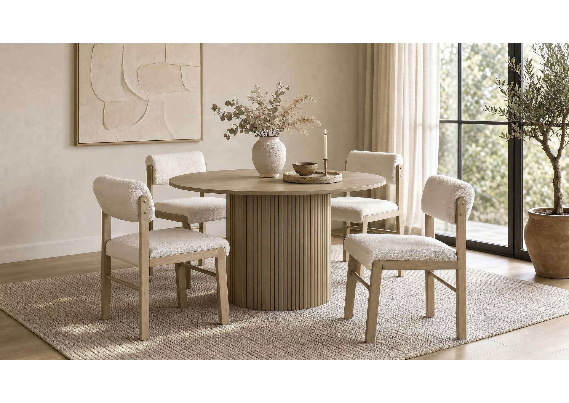 Hamlyn 47-inch Round Wood Dining Room Table Natural Oak image 9