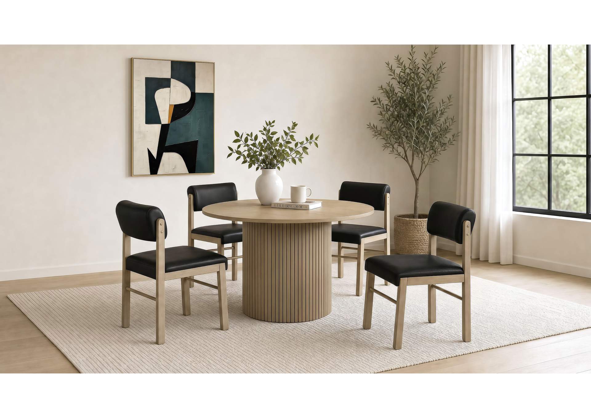 Hamlyn 47-inch Round Wood Dining Room Table Natural Oak image 10
