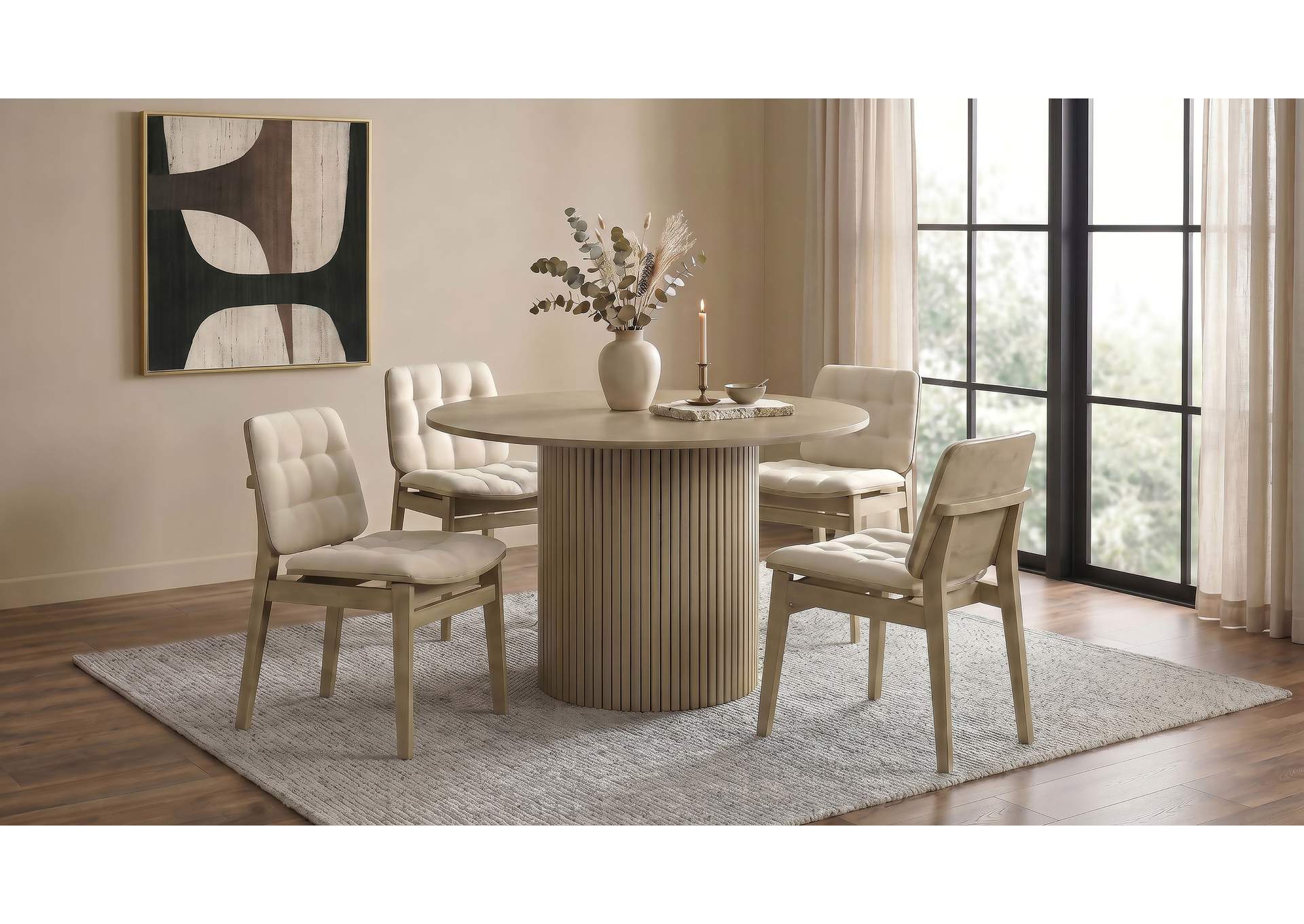 Hamlyn 47-inch Round Wood Dining Room Table Natural Oak image 11