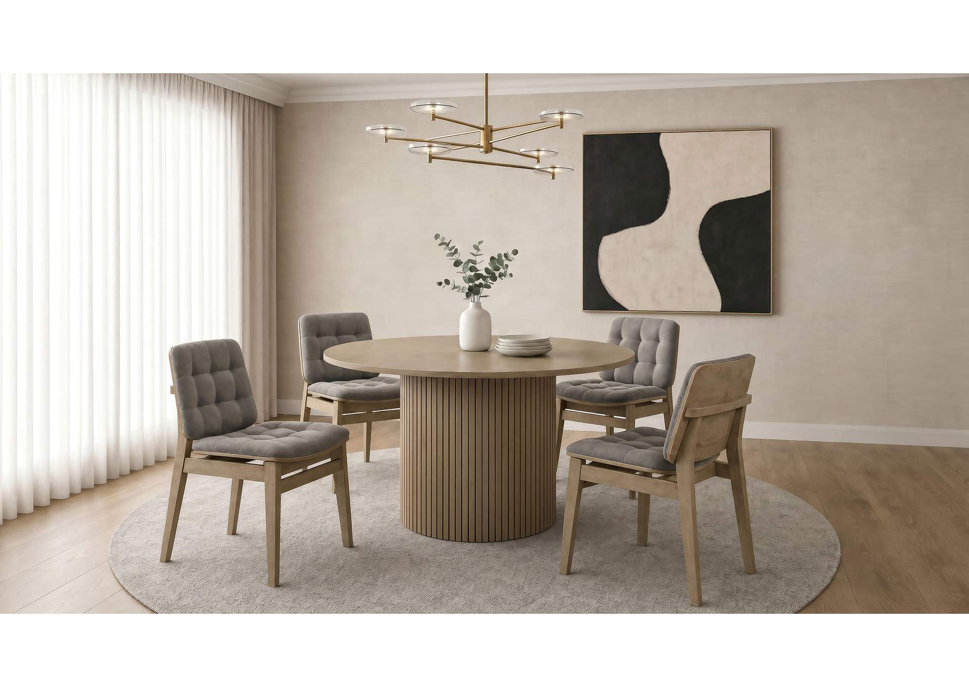 Hamlyn 47-inch Round Wood Dining Room Table Natural Oak image 12