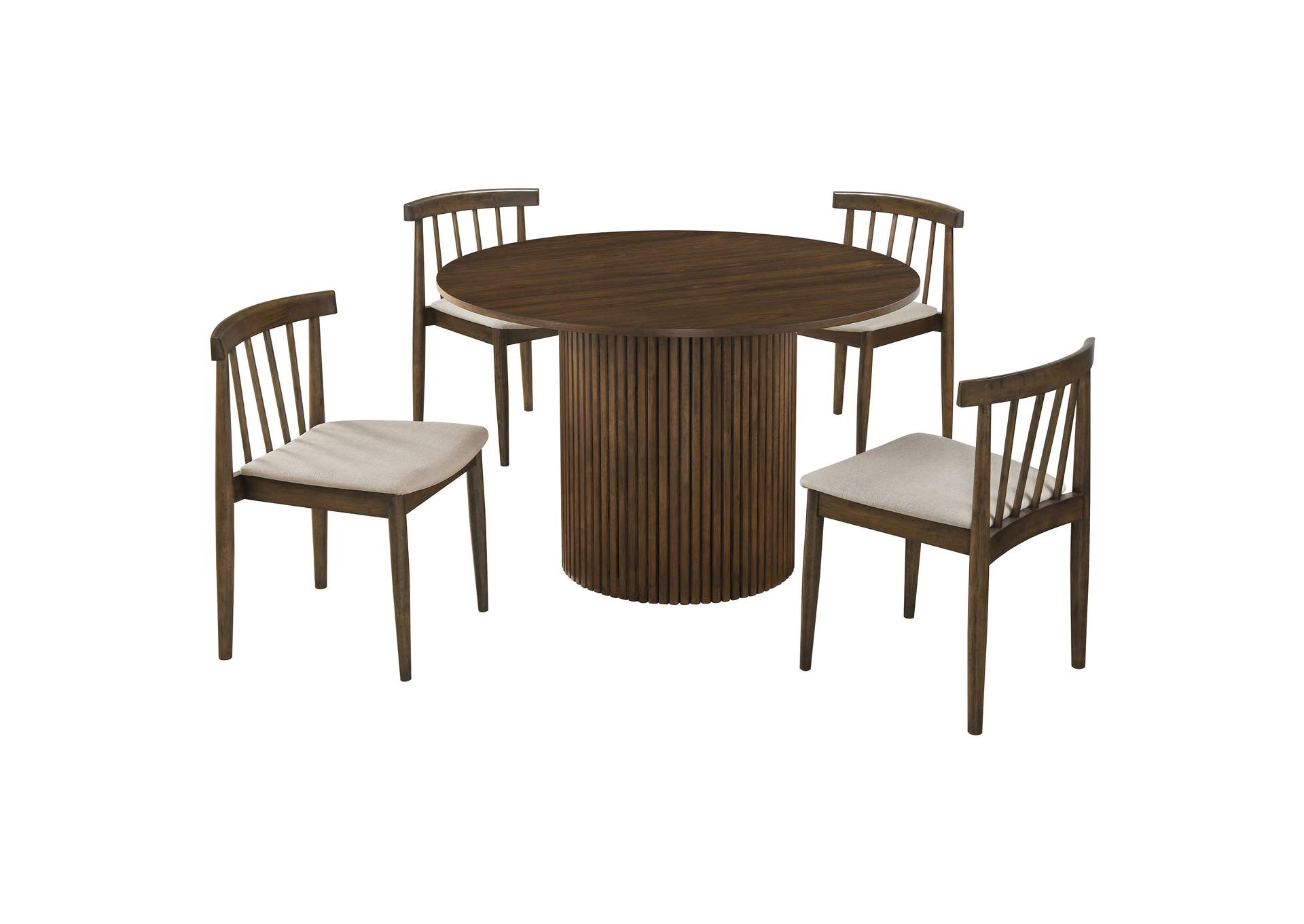 Hamlyn 5-piece Round Wood Dining Set Wheat and Walnut image 1