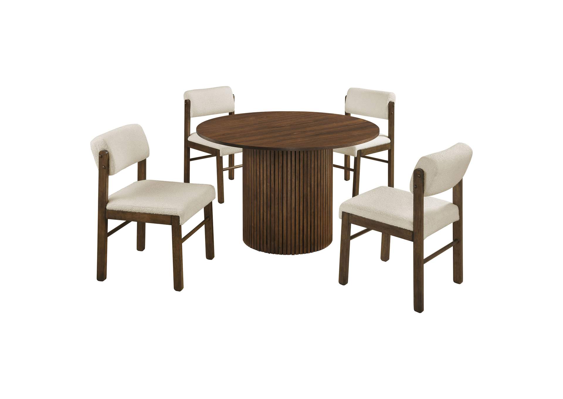 Hamlyn 5-piece Round Wood Dining Set Cream and Walnut image 1