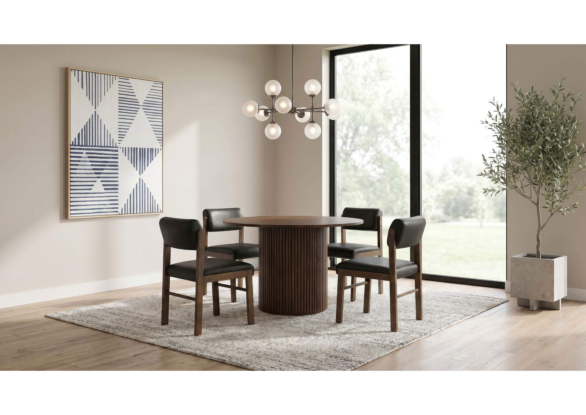 Hamlyn 5-piece Round Wood Dining Set Black and Walnut image 1
