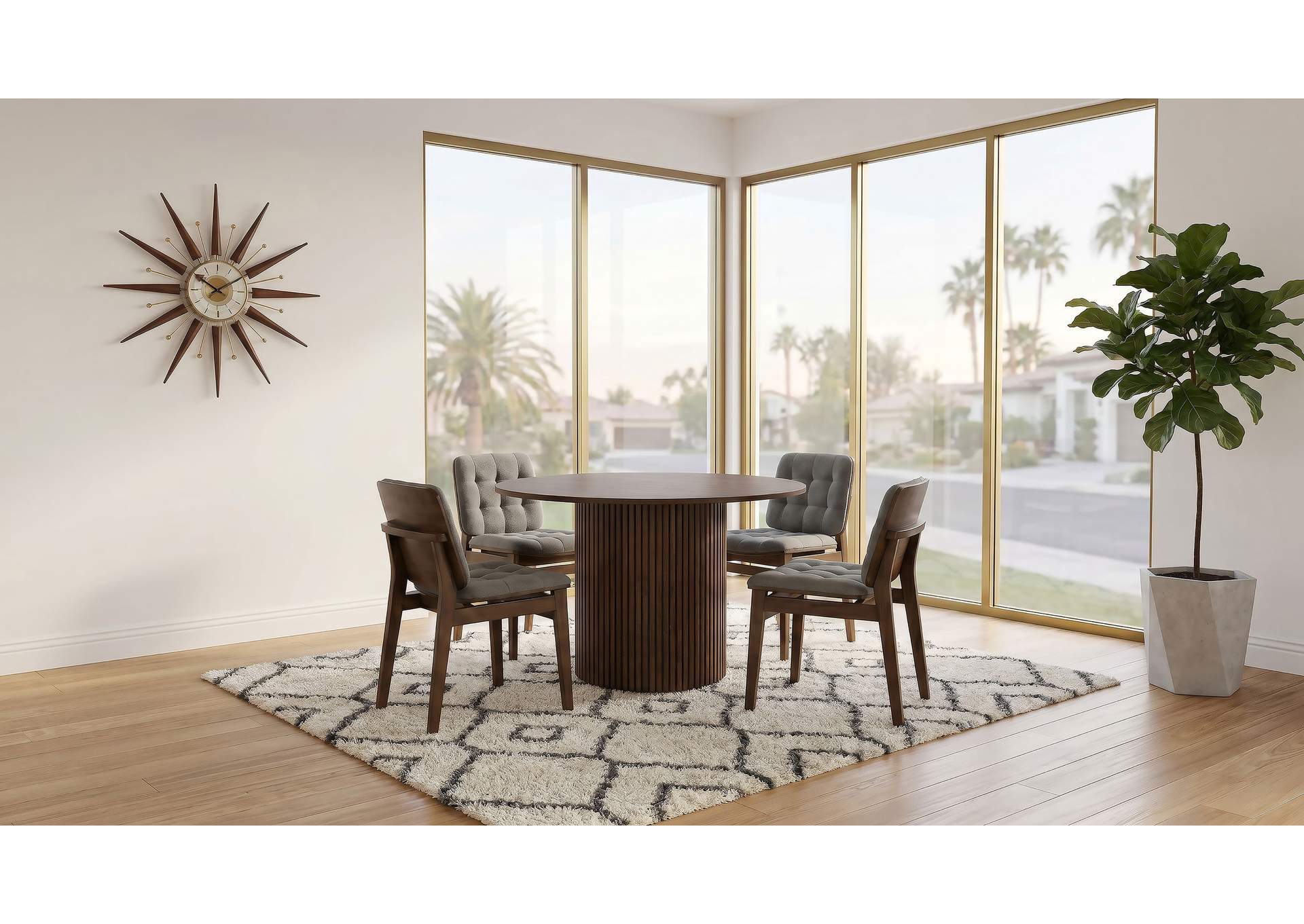 Hamlyn 5-piece Round Wood Dining Set Grey and Walnut image 1