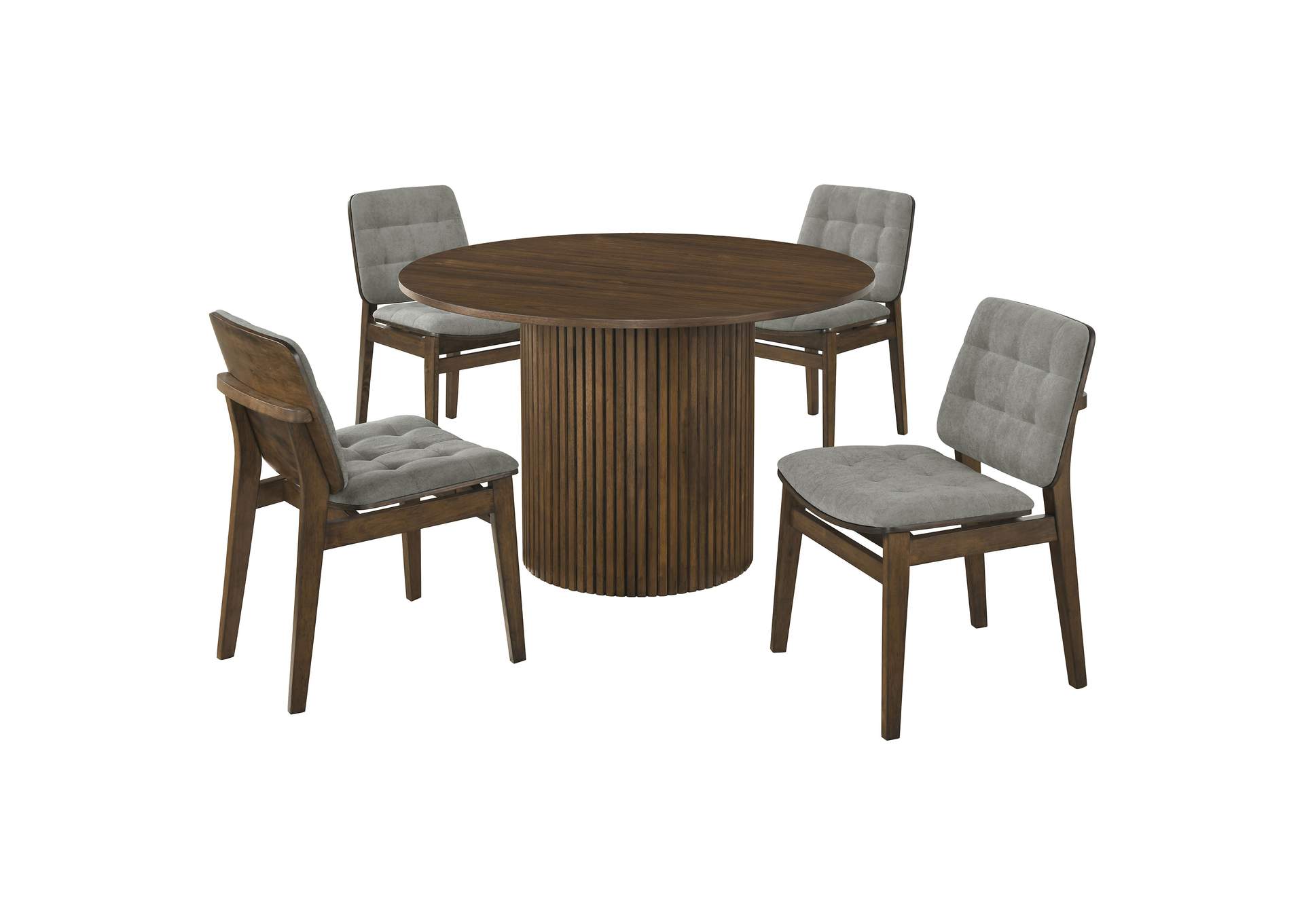Hamlyn 5-piece Round Wood Dining Set Grey and Walnut image 1