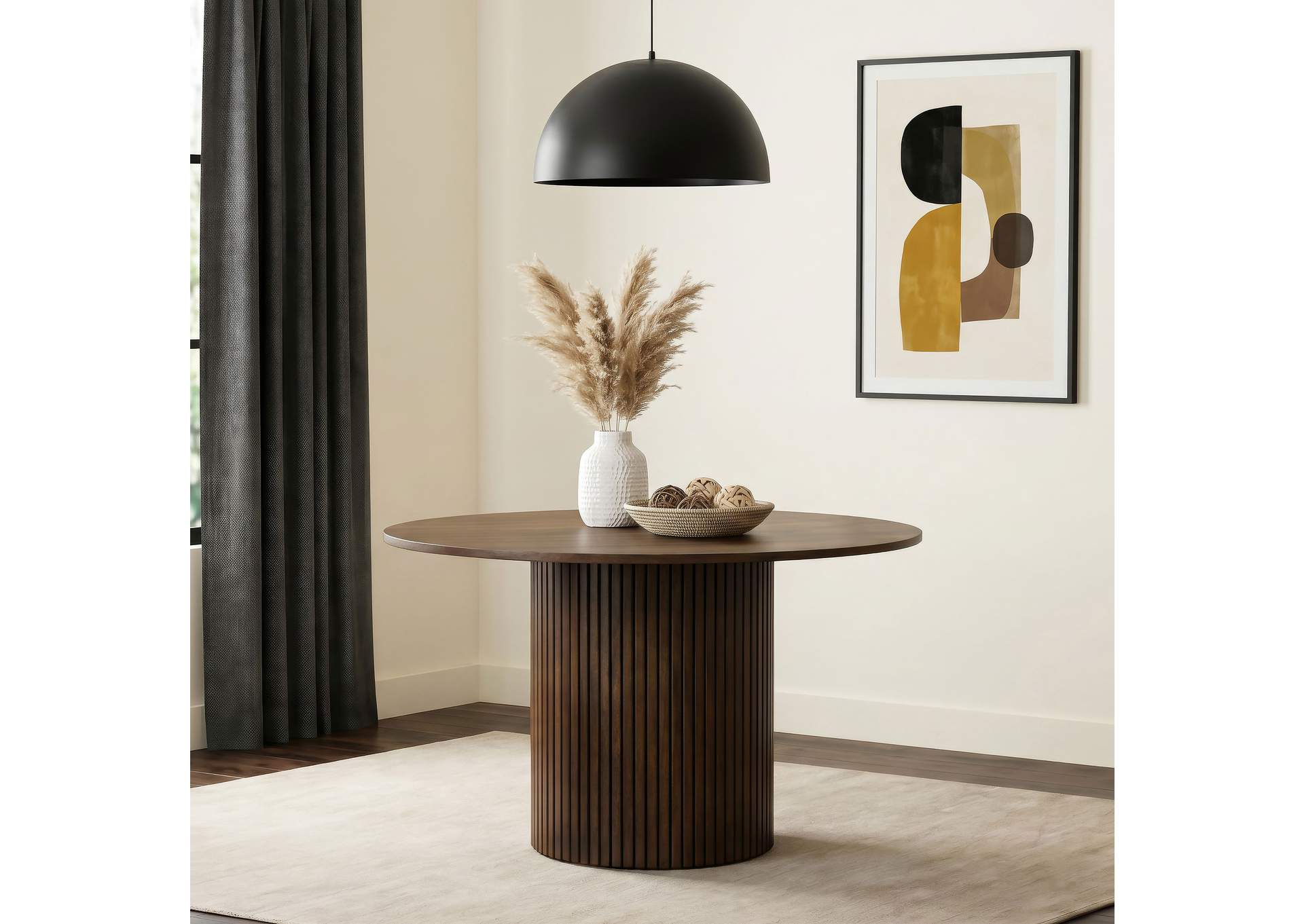 Hamlyn 47-inch Round Wood Dining Room Table Walnut image 7