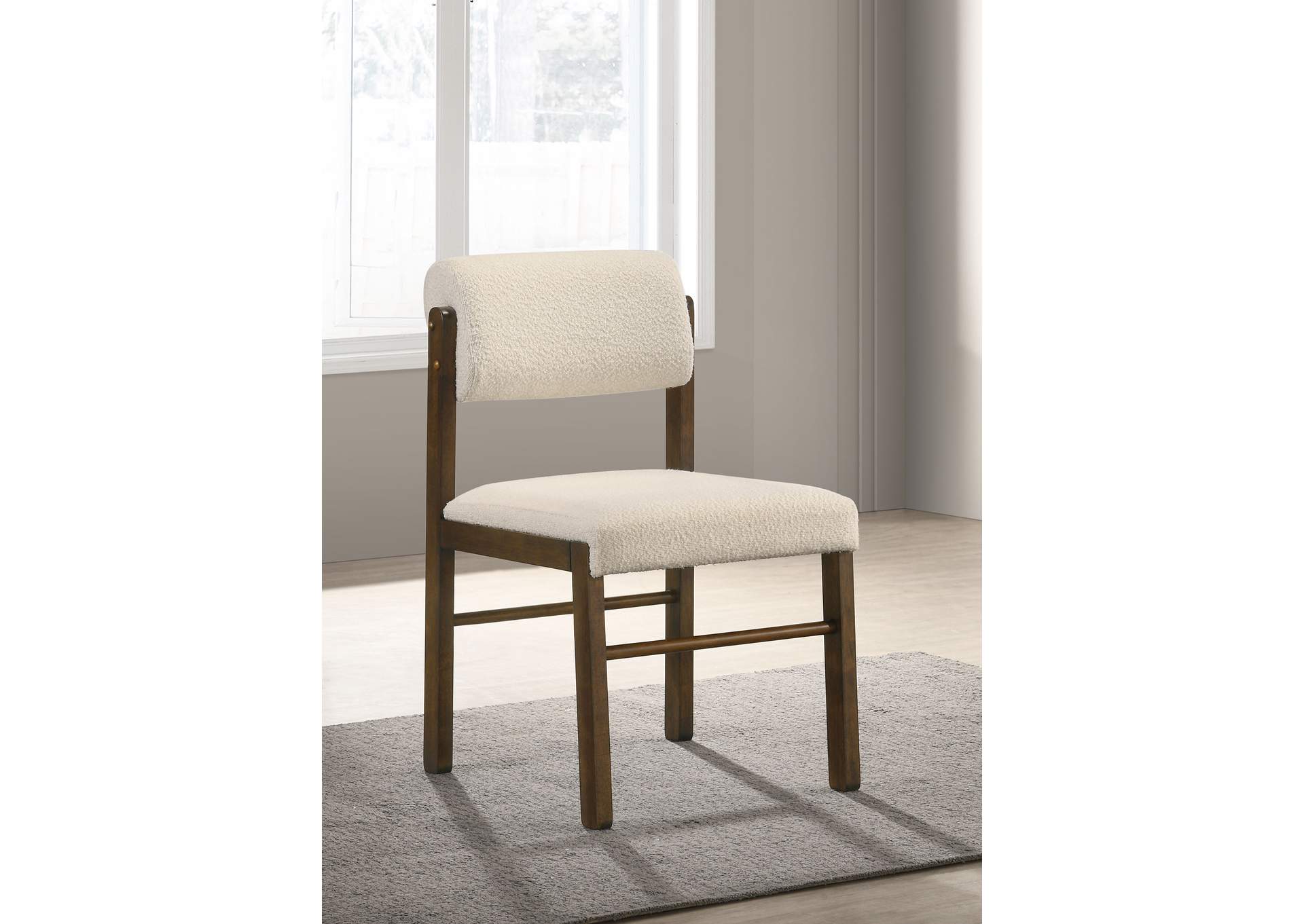 Kehoe Upholstered Dining Side Chair Cream and Walnut (Set of 2) image 3