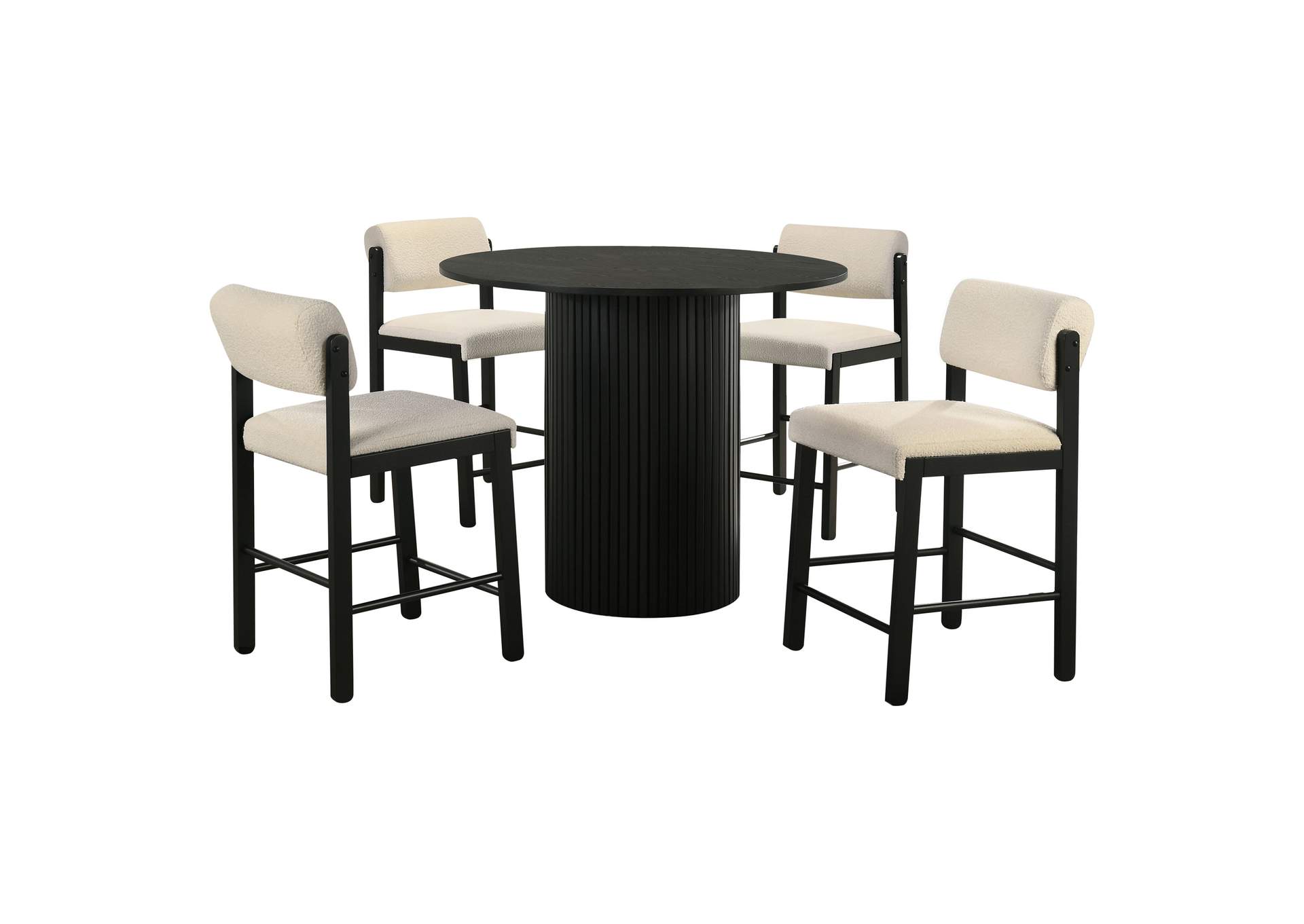 Hamlyn 5-piece Round Wood Counter Height Dining Set Cream and Black image 3