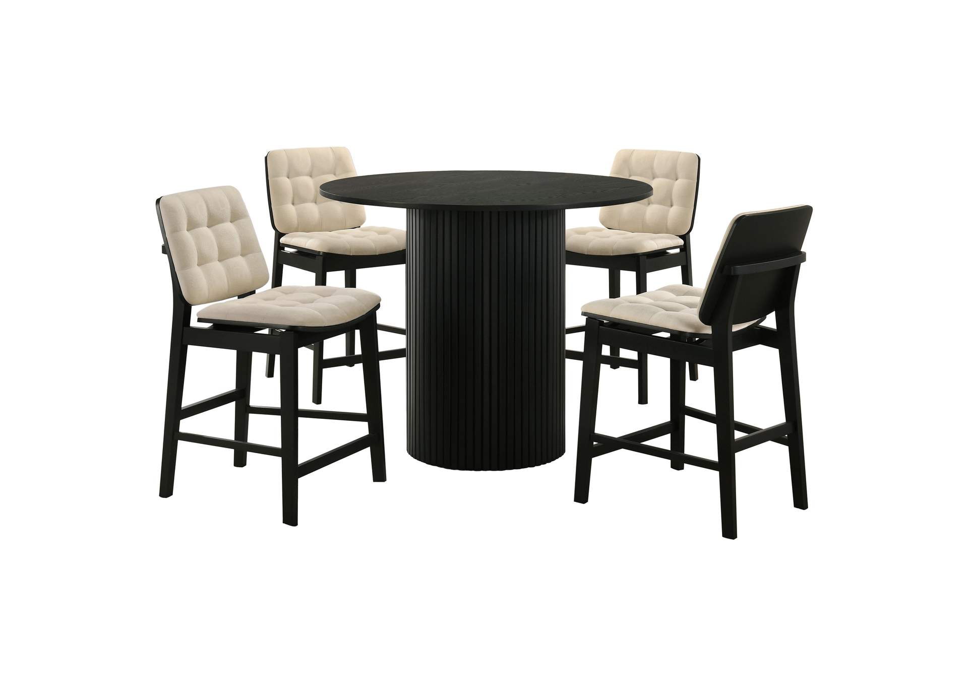Hamlyn 5-piece Round Wood Counter Height Dining Set Cream and Black image 3