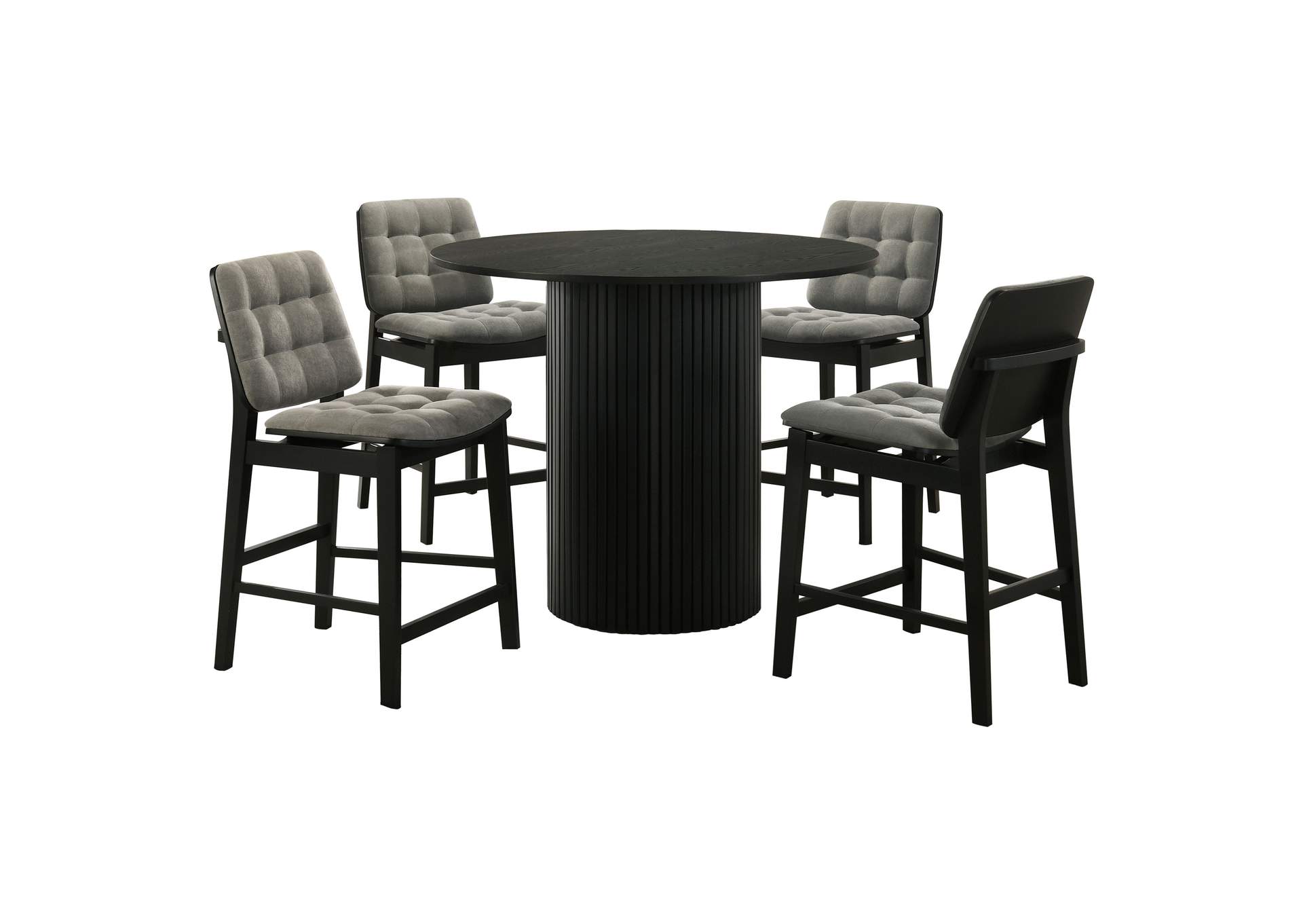 Hamlyn 5-piece Round Wood Counter Height Dining Set Grey and Black image 3