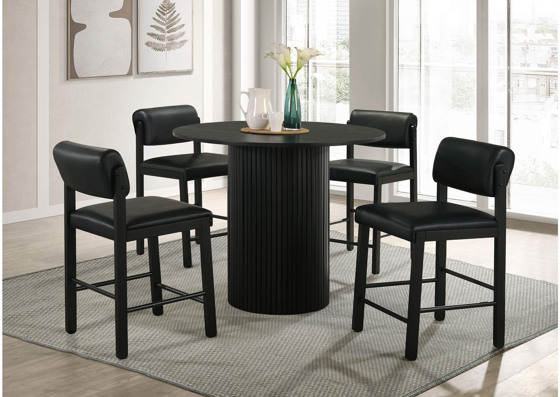 Hamlyn 43-inch Round Wood Counter Height Dining Table Black image 7