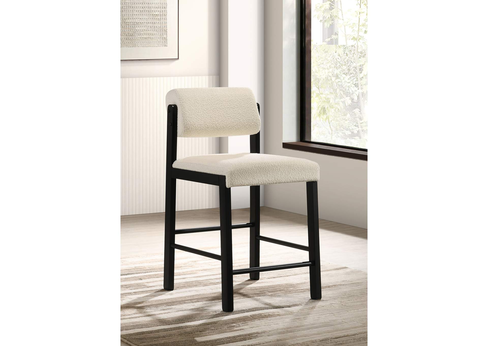 Kehoe Upholstered Counter Height Chair Cream and Black (Set of 2) image 3