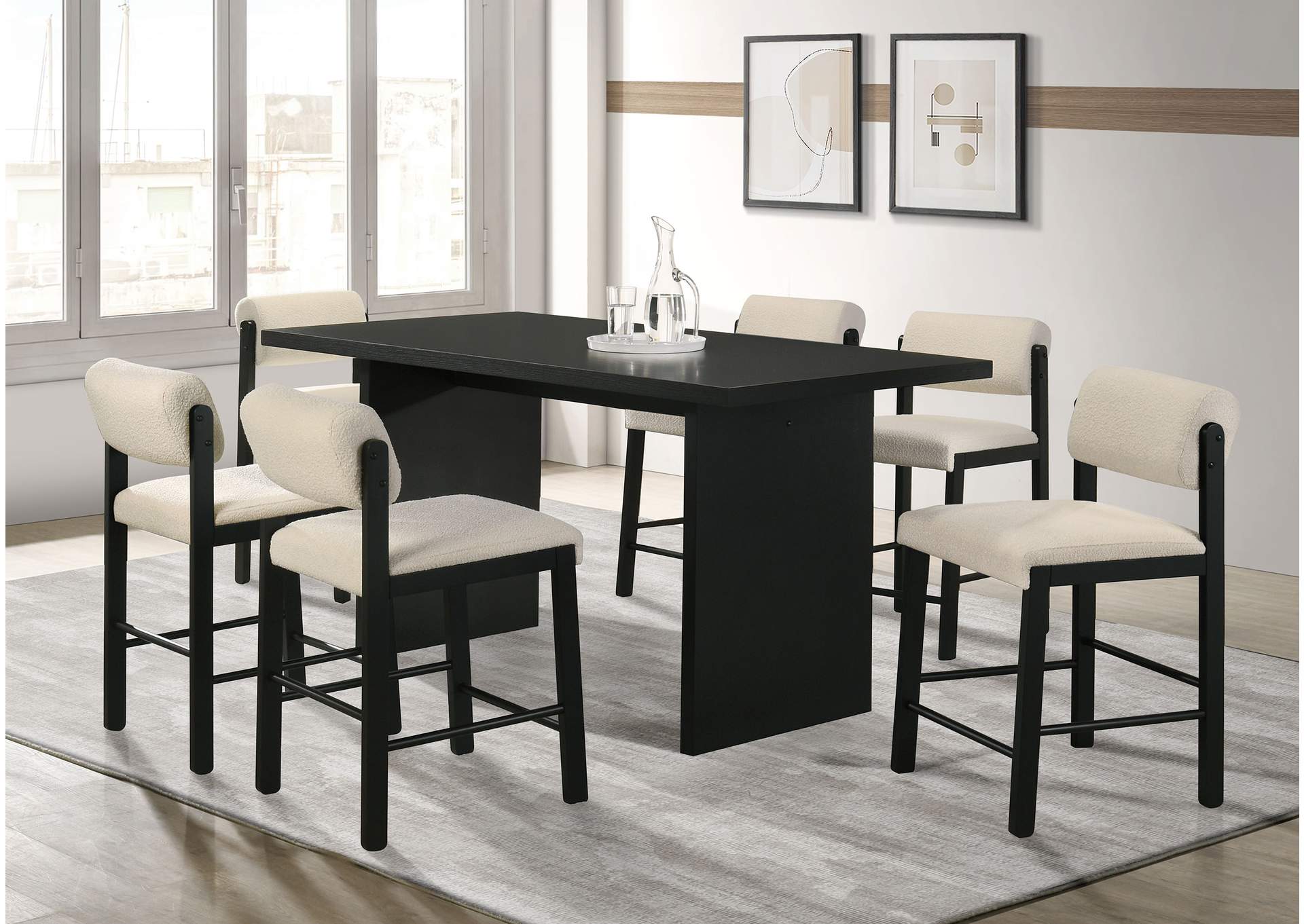 Kehoe Upholstered Counter Height Chair Cream and Black (Set of 2) image 15